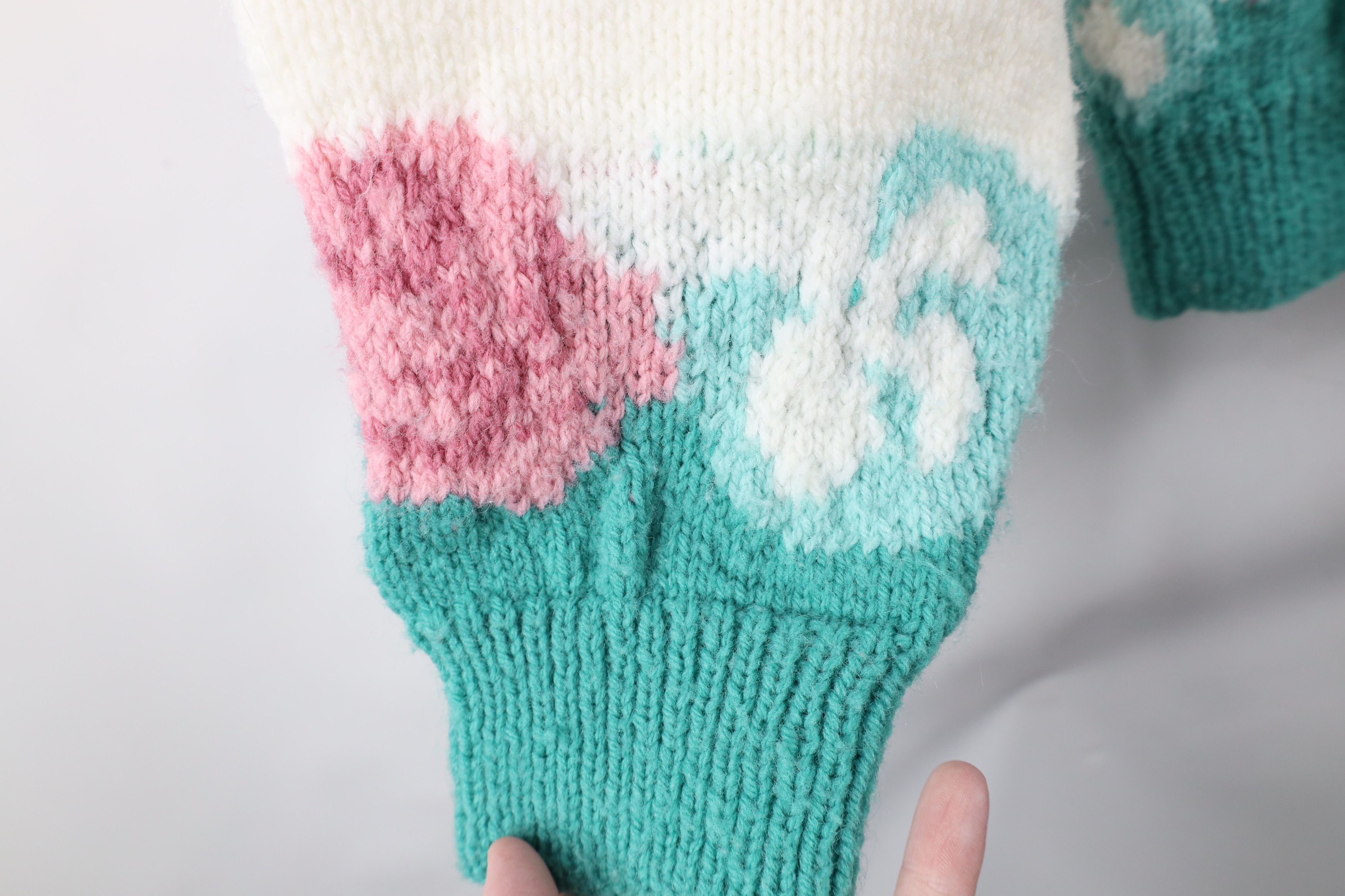Vintage Vintage 90s Country Primitive Rose Flower Knit Sweater Size M / US 6-8 / IT 42-44 - 6 Thumbnail