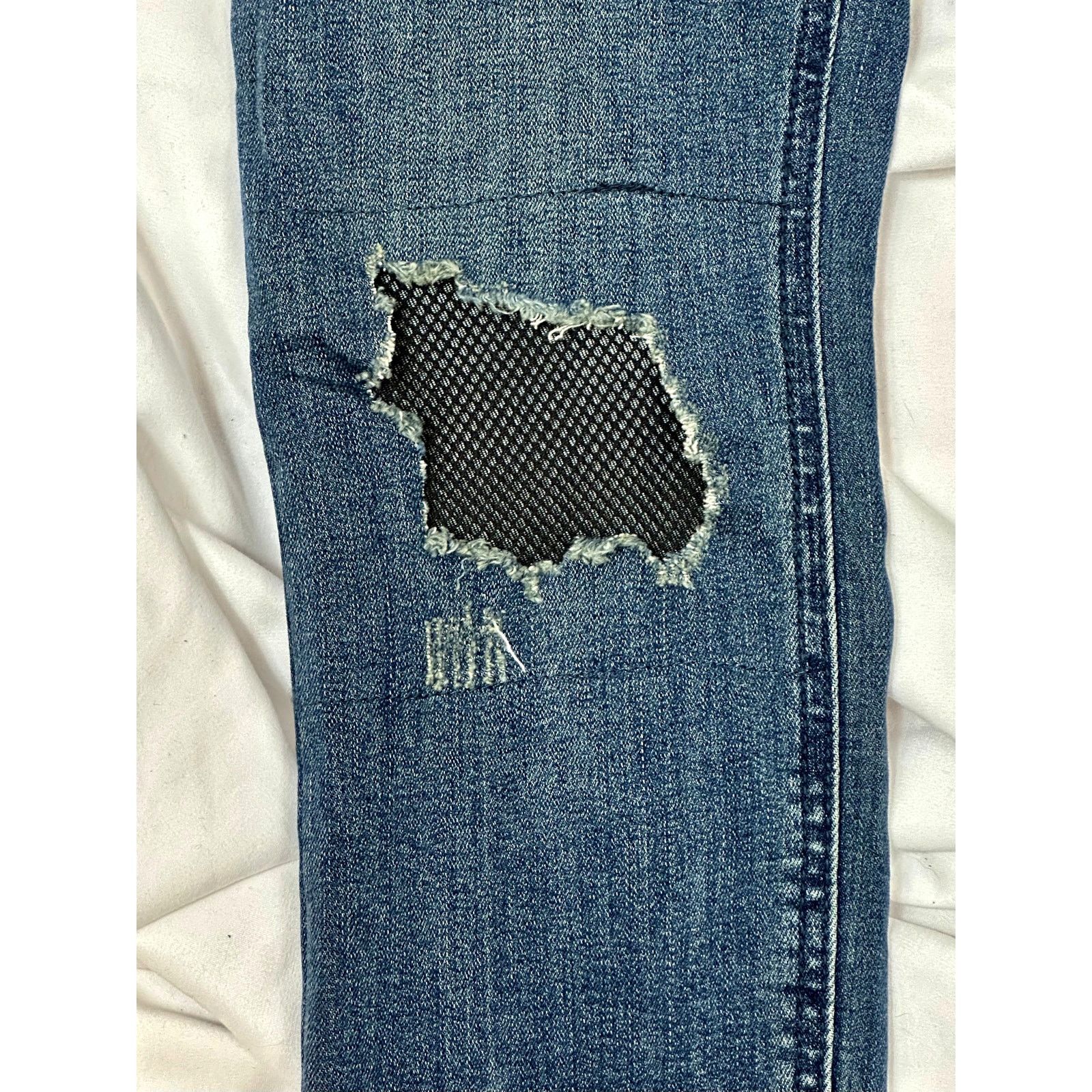Free People Free People Fishnet-Inlet Skinny Jeans Tupelo Blue 25 Size 25" / US 0 / IT 36 - 14 Thumbnail