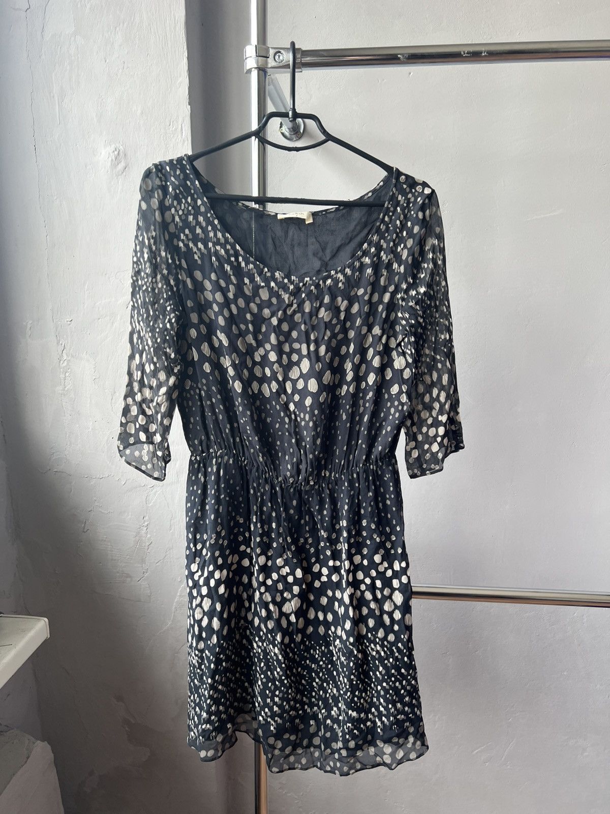 ba&sh BA&SH IANIS FLOATY POLKA DOT MINI DRESS BLACK WHITE VISCOSE Size S / US 4 / IT 40 - 2 Thumbnail