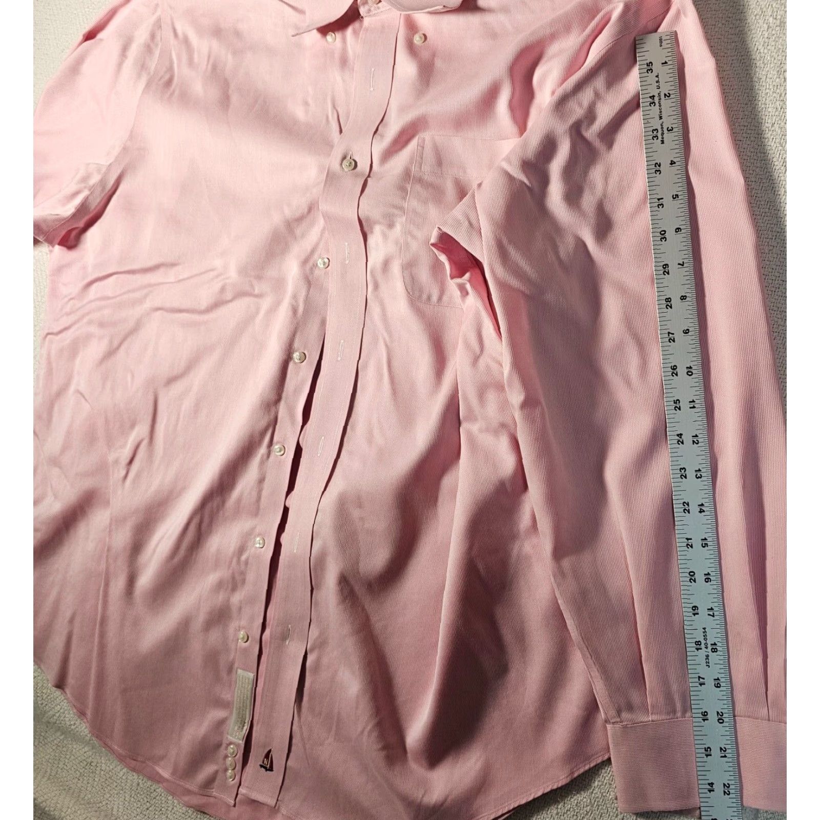 Nordstrom Nordstrom Dress Shirt Men 17.5 34 Button-Down SmartCare Wrinkle-Free Pink Long Sleeve Adult 17.5 Neck Size 46R - 7 Thumbnail