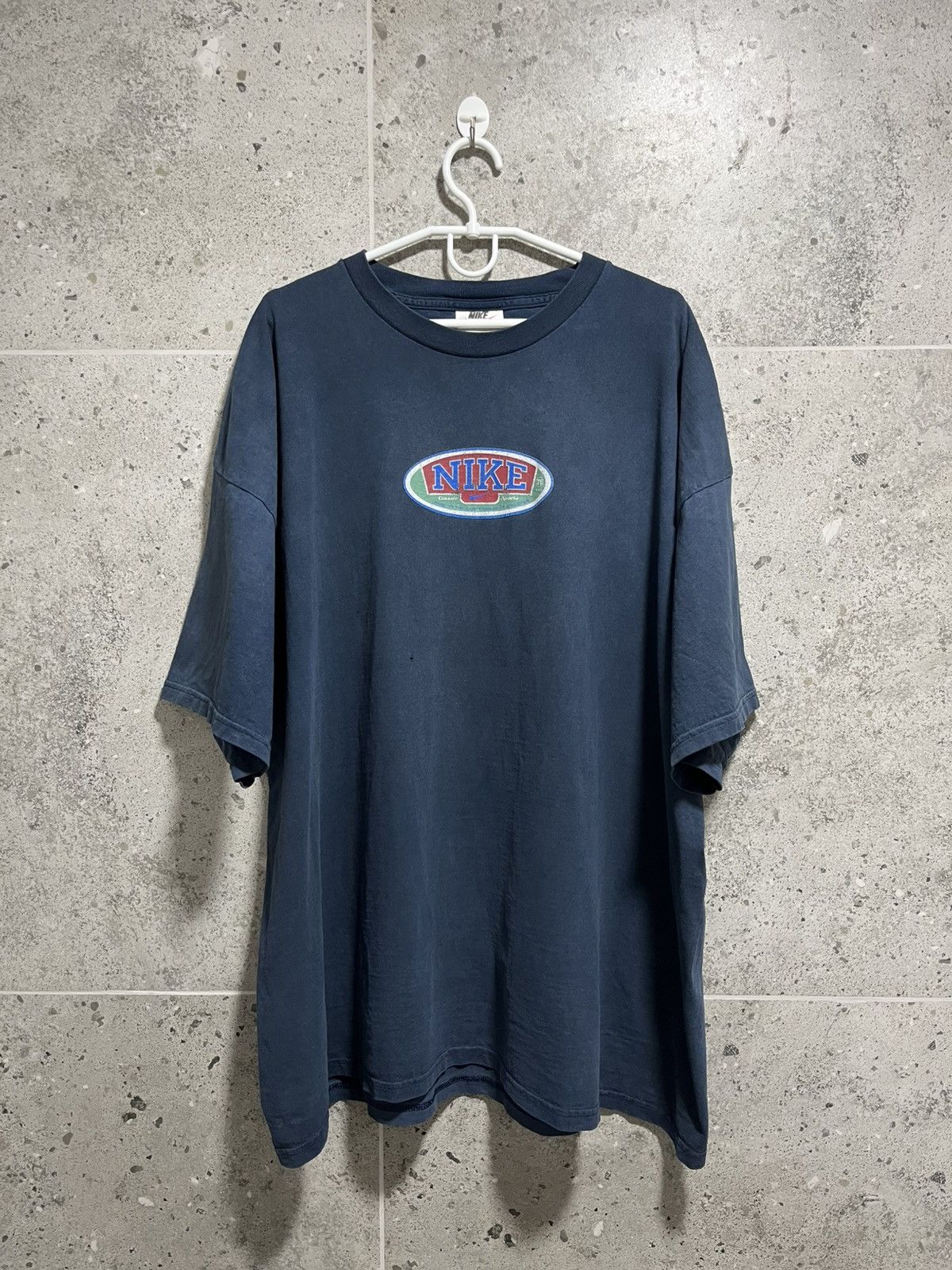 Nike × Vintage Vintage Nike Cotton Navy T-Shirt 90s Size 2XL Size US XXL / EU 58 / 5 - 1 Thumbnail