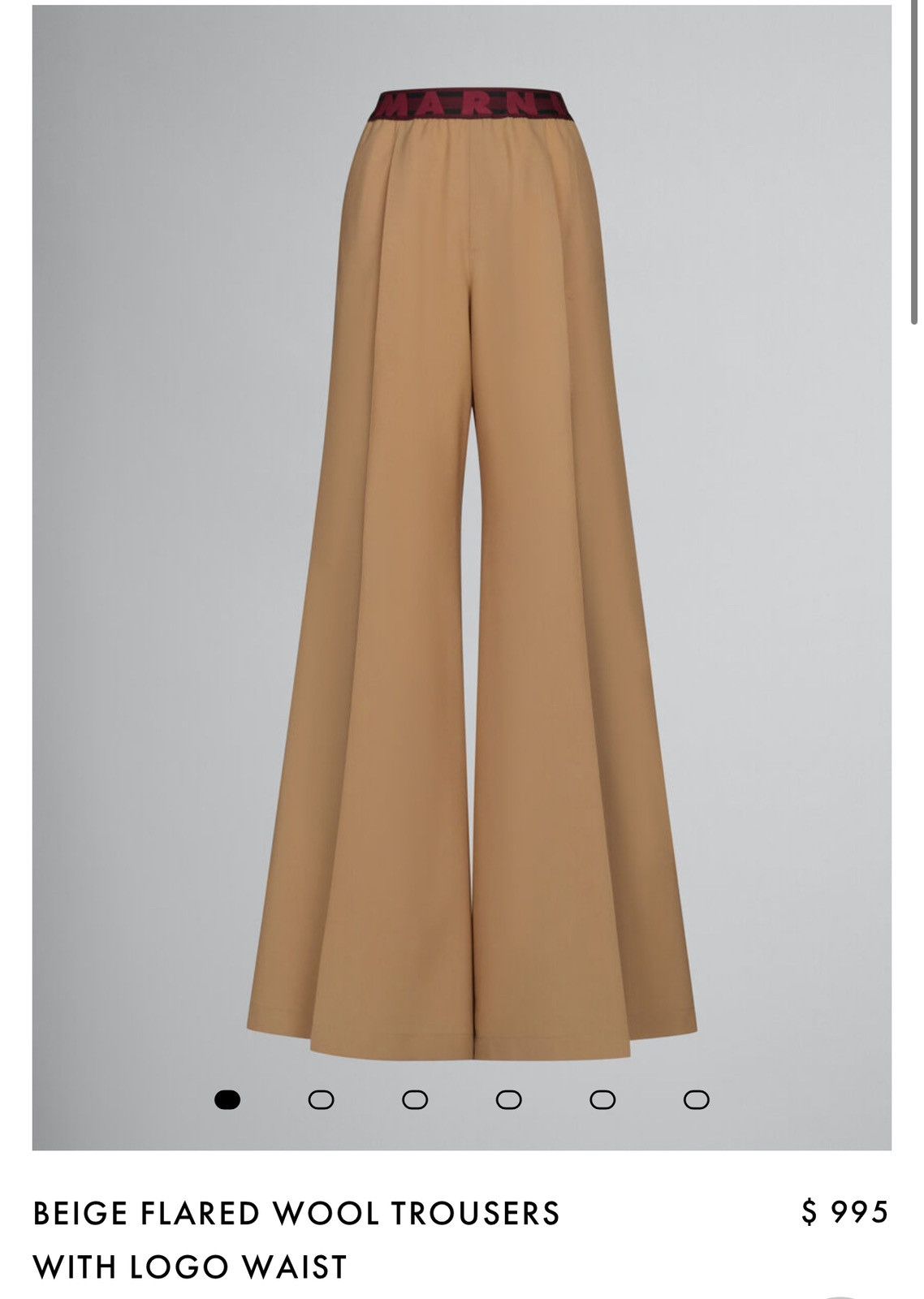 Image of Marni $995 Wide Leg Logo Waistband Flare Palazzo Pant in Beige, Men's (Size 30)