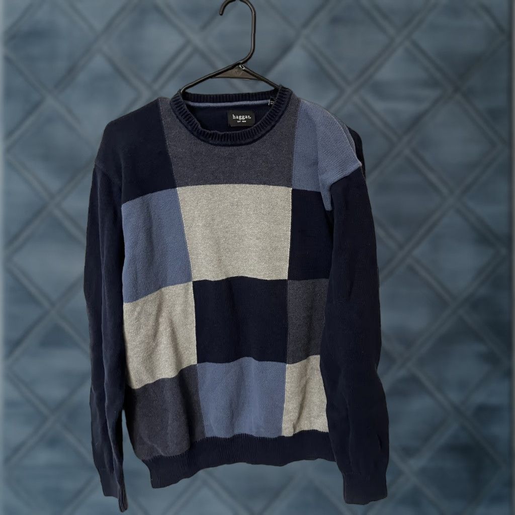 Haggar Haggar Sweater Cable-Knit Crewneck Pullover Men M Blue Cotton Knit Long Sleeve Regular Size Size US M / EU 48-50 / 2 - 1 Thumbnail