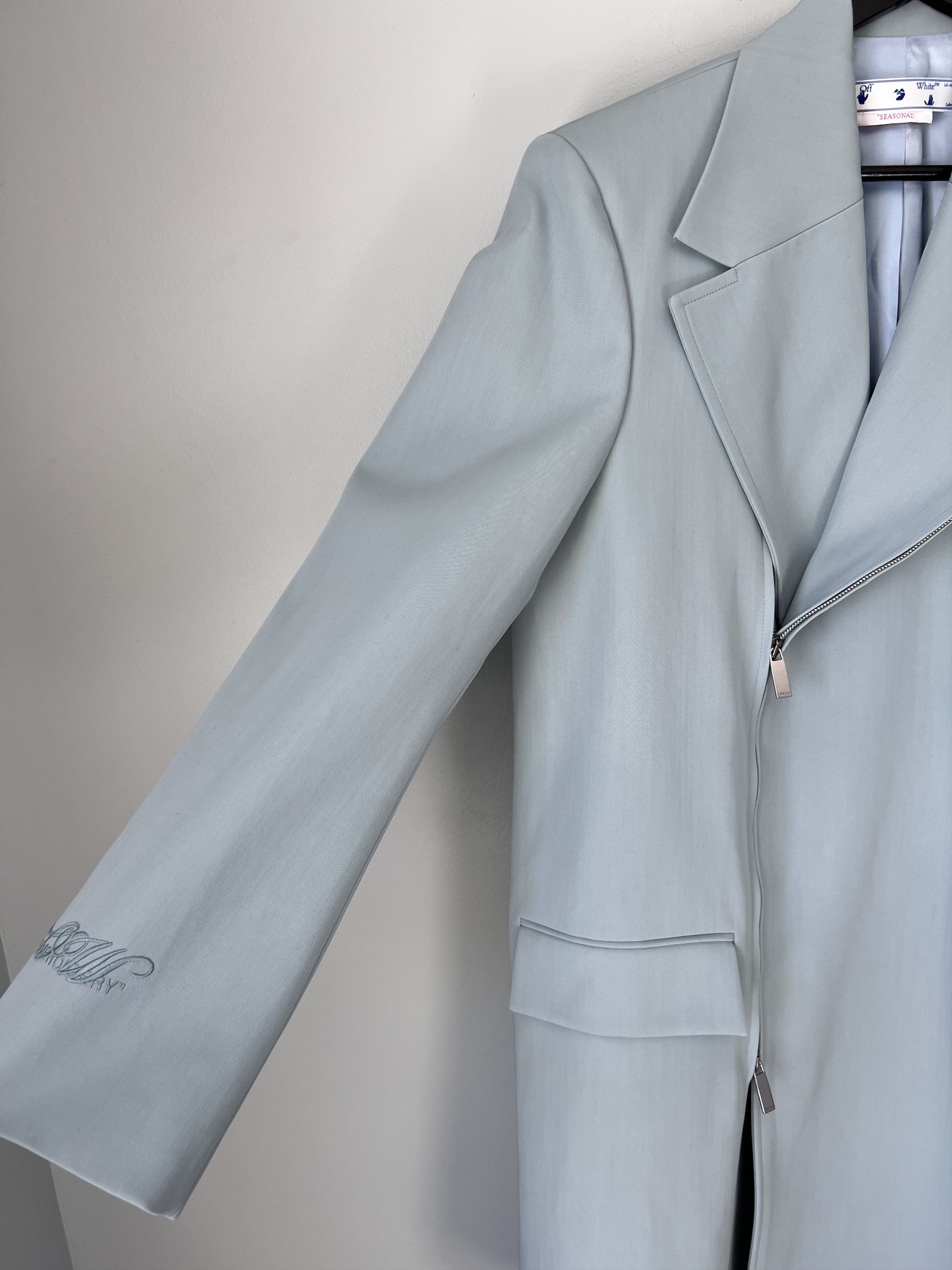 Off-White Off White Embroidered Double Wool Skate Zip Coat in Blue Size US M / EU 48-50 / 2 - 4 Thumbnail