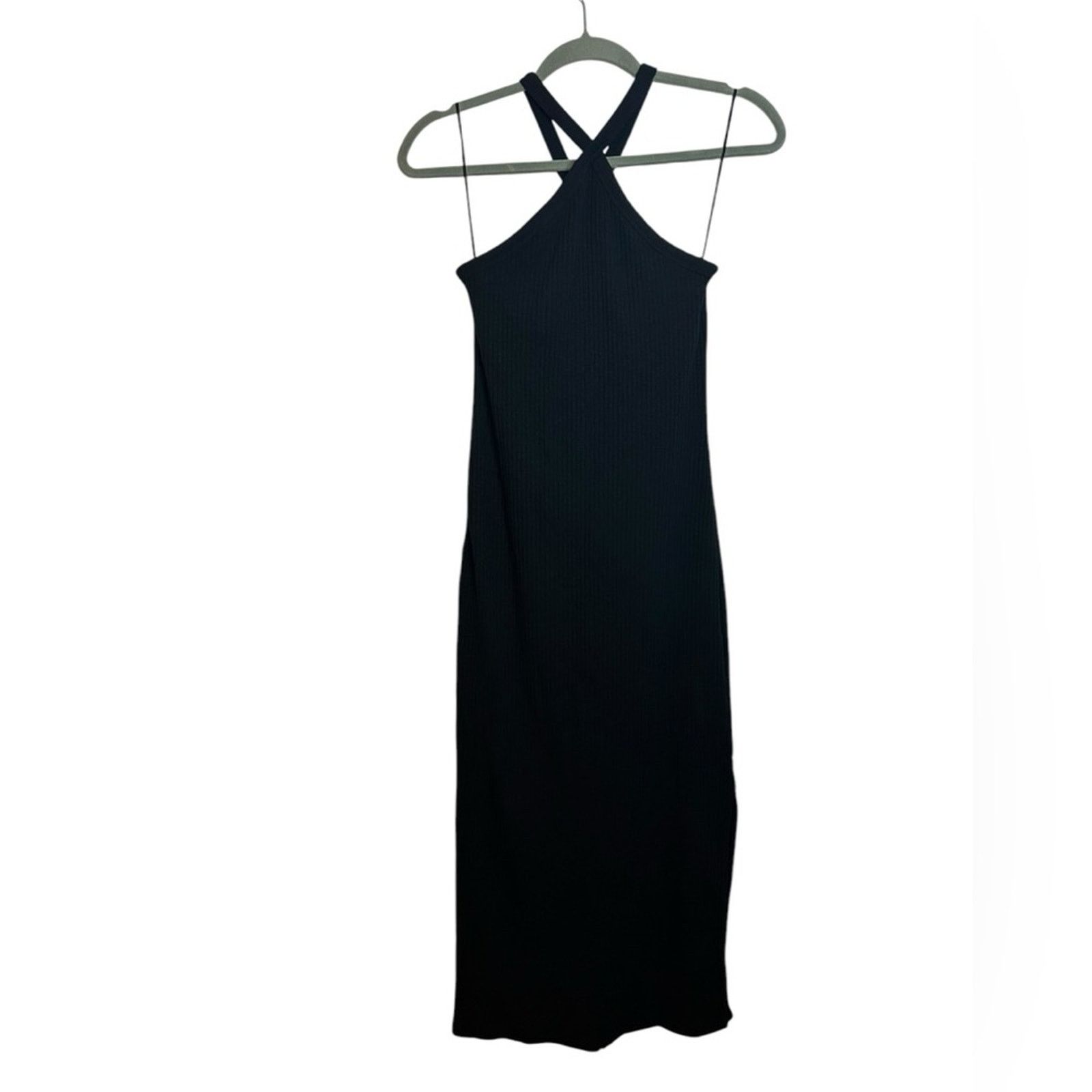 Old Navy Nwt Old Navy Black Rib Knit Halter Midi Dress Size M / US 6-8 / IT 42-44 - 1 Thumbnail