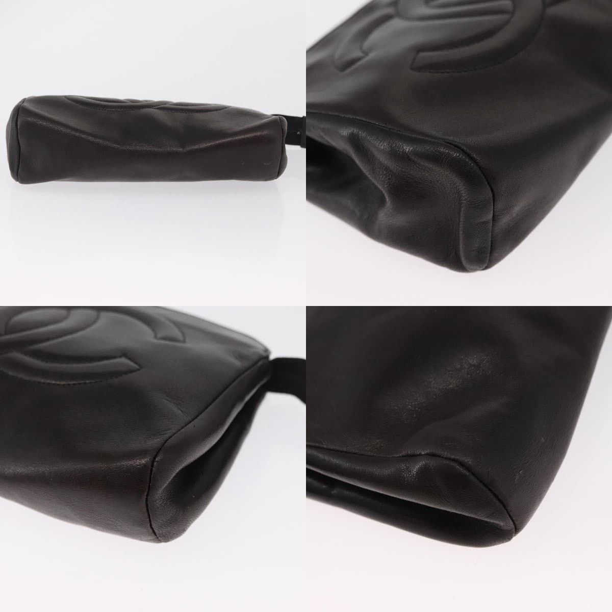 Chanel Chanel Pouch Lamb Skin Black Gold CC Size ONE SIZE - 4 Thumbnail