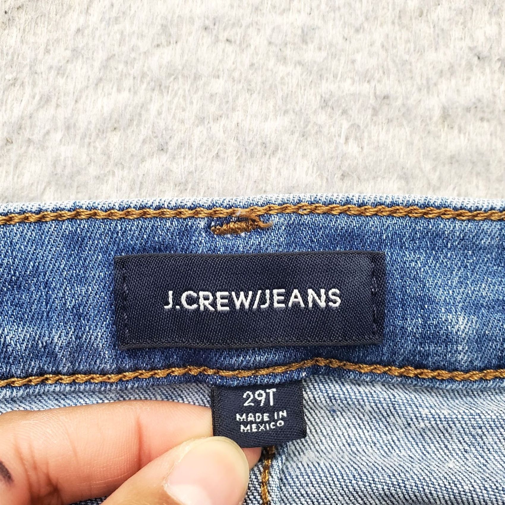 J.Crew J.CREW Bootcut Jeans Womens 29T Denim Blue Stretch 5-Pocket Regular Inseam 27.75" Whiskered Faded Raw Hem Size: 29T Womens Size 29" - 7 Thumbnail