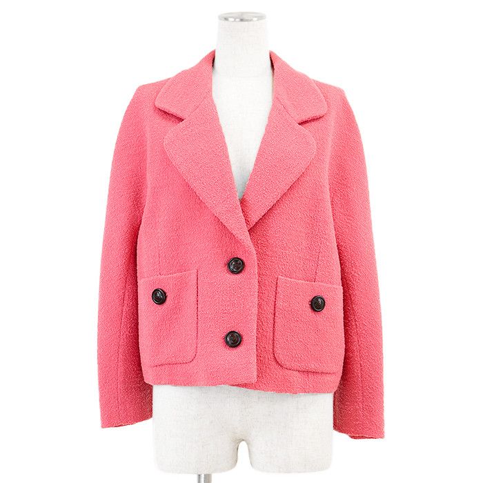 Gucci Gucci Gucci Interlocking Button Wool Bouclé Jacket Leather Outerwear DUTY FREE for USA Size ONE SIZE - 1 Thumbnail