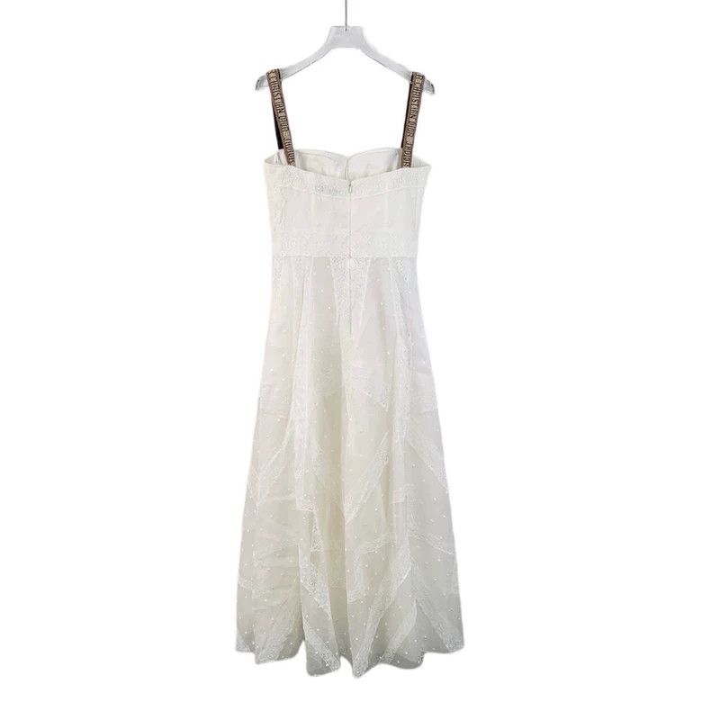 Dior Dior White lace embroidered mulberry silk strap dress Size XS / US 0-2 / IT 36-38 - 2 Thumbnail