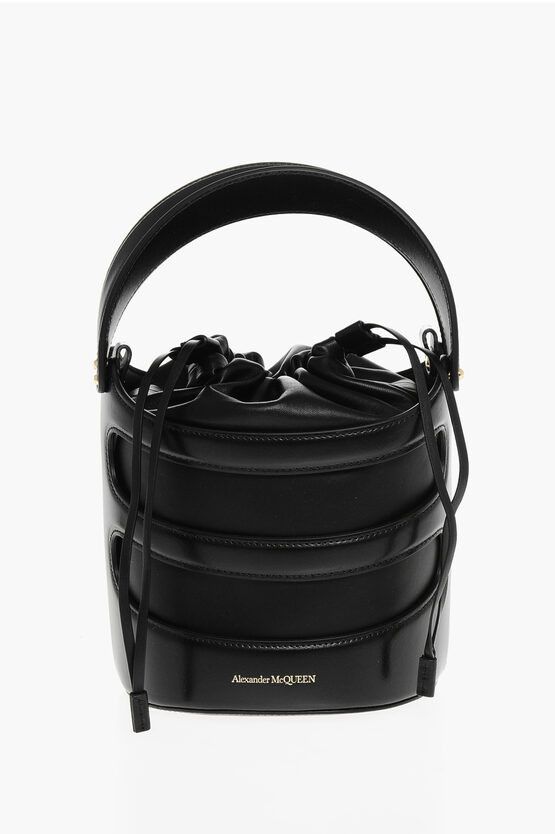 Alexander Mcqueen Leather The Rise Bucket Bag With Removable Shoulder Strap in Black, Women's