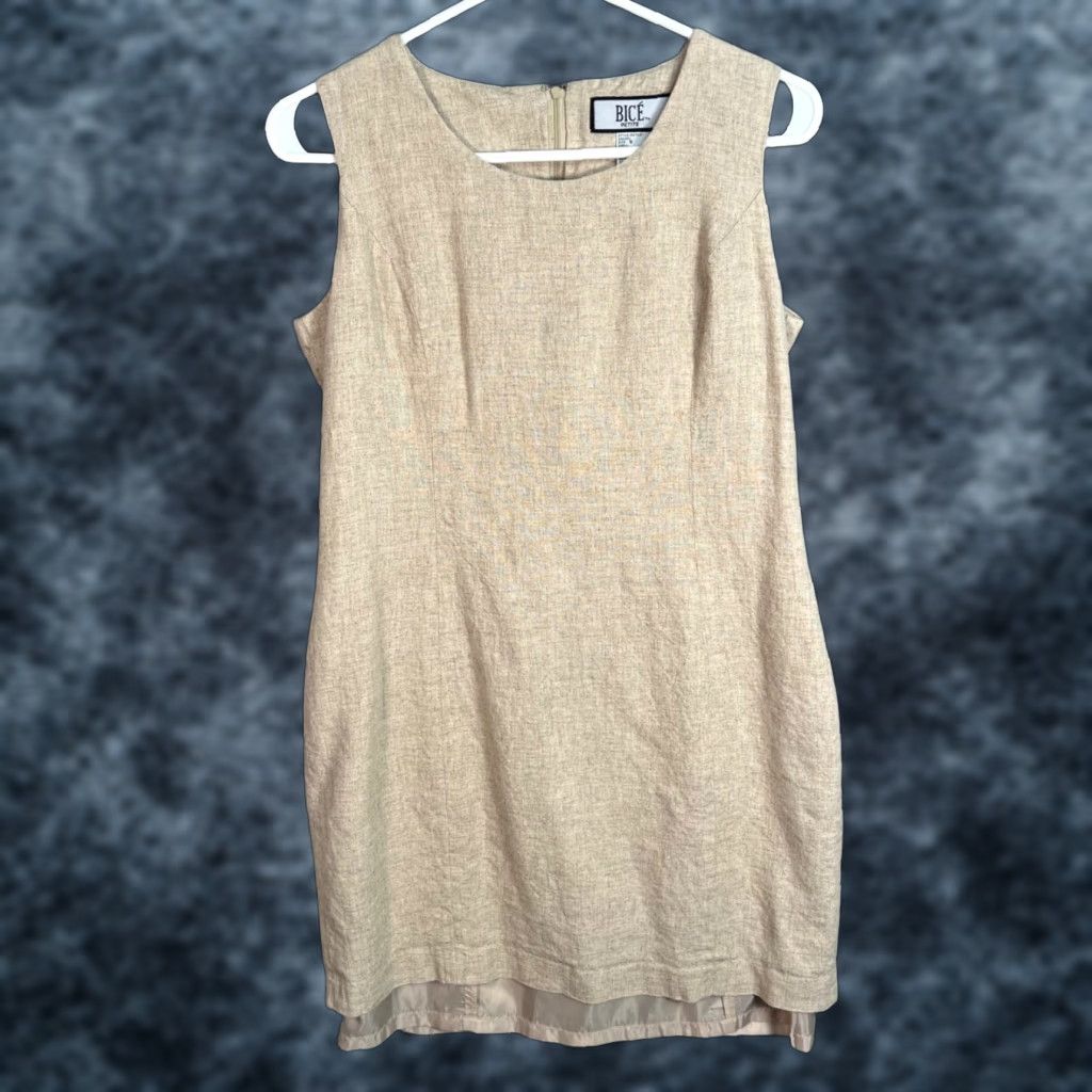 Vintage VINTAGE Bicé Sheath Dress Size 6 Beige Linen Blend Sleeveless Women's Summer Size M / US 6-8 / IT 42-44 - 1 Thumbnail
