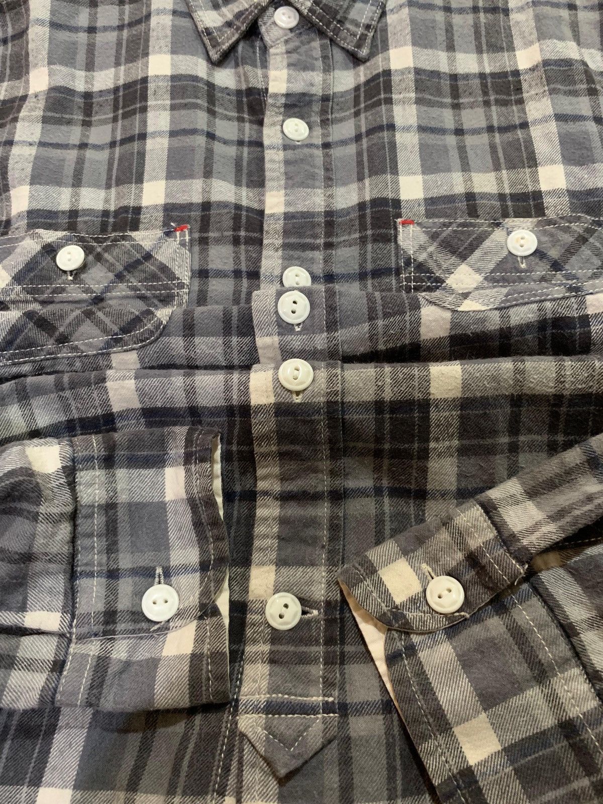 the flat head embroidery chainstitch button up flannel shirt