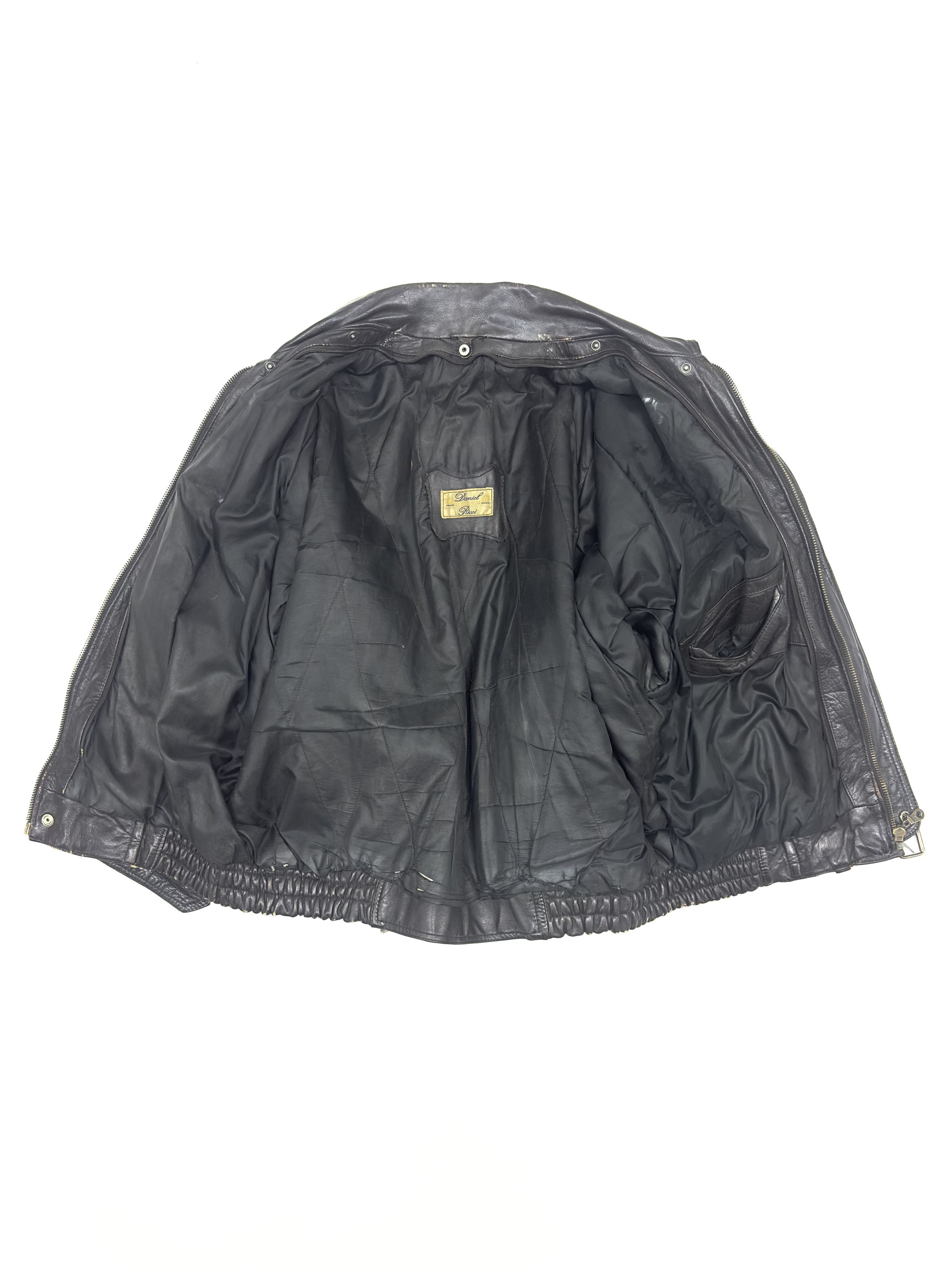 Vintage Daniel Ricci Vintage Heavy Leather Bomber Jacket 1990s Size US L / EU 52-54 / 3 - 7 Thumbnail