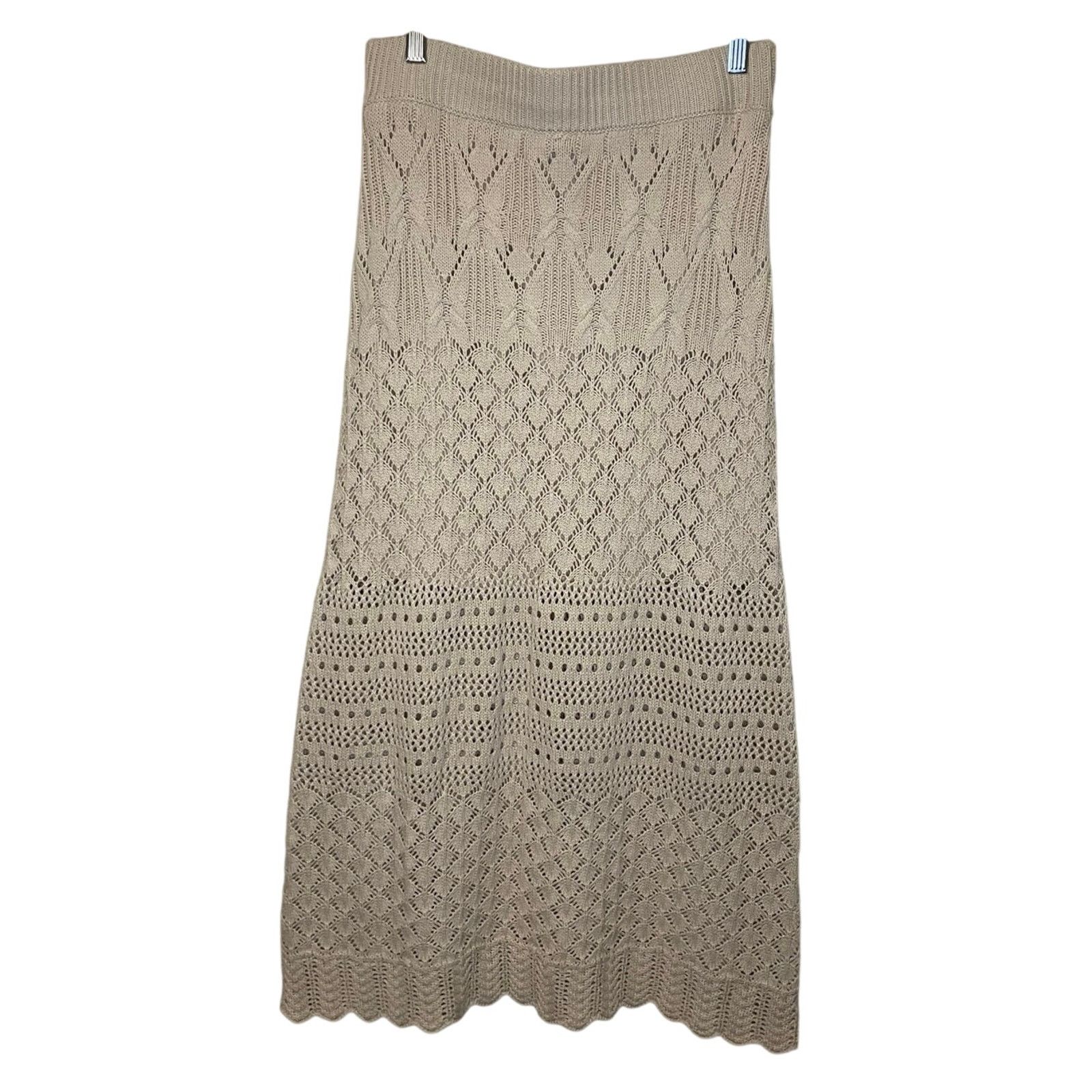 House Of Harlow 1960 Cream Knit Bodycon Midi Skirt Small