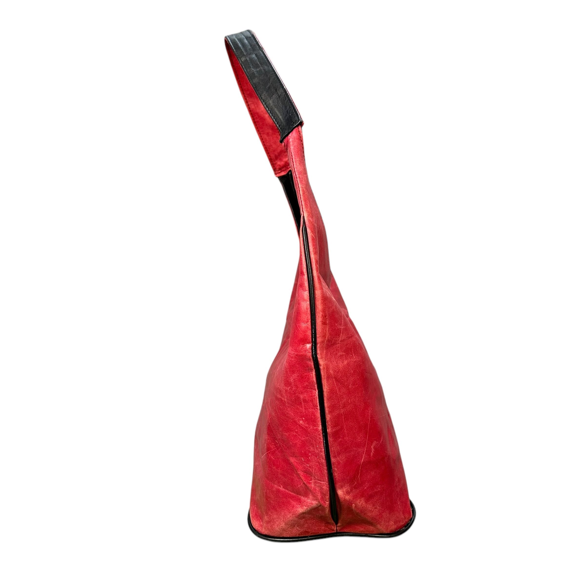 Vintage Vintage LES SACS Red Leather Shoulder Bag Size ONE SIZE - 3 Thumbnail