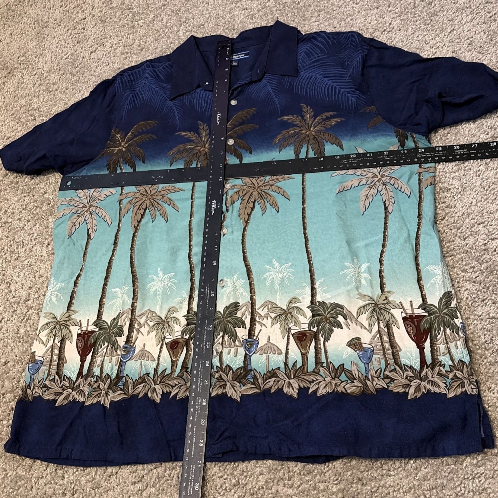 Croft & Barrow VINTAGE Croft & Barrow Men’s Hawaiian Button-Up Shirt XL Blue 100% Rayon Short Sleeve Mens Size US XL / EU 56 / 4 - 5 Thumbnail