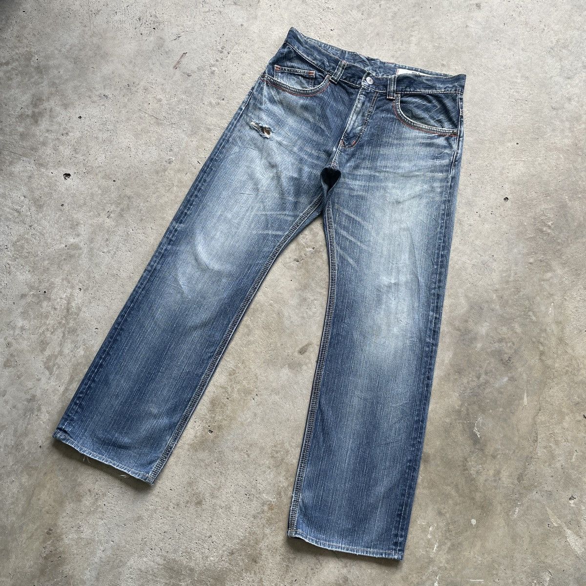 Edwin × Japanese Brand × Jean W35 Vintage Edwin XV-S Faded BAGGY Distressed Jeans Pants Size US 35 - 2 Thumbnail