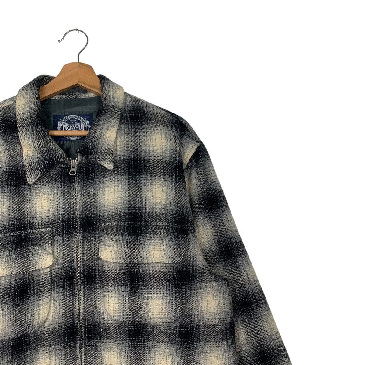 Vintage Vintage 90s Shadow Plaid Zipper Flannel Jacket #2442-C109 Size US L / EU 52-54 / 3 - 5 Thumbnail