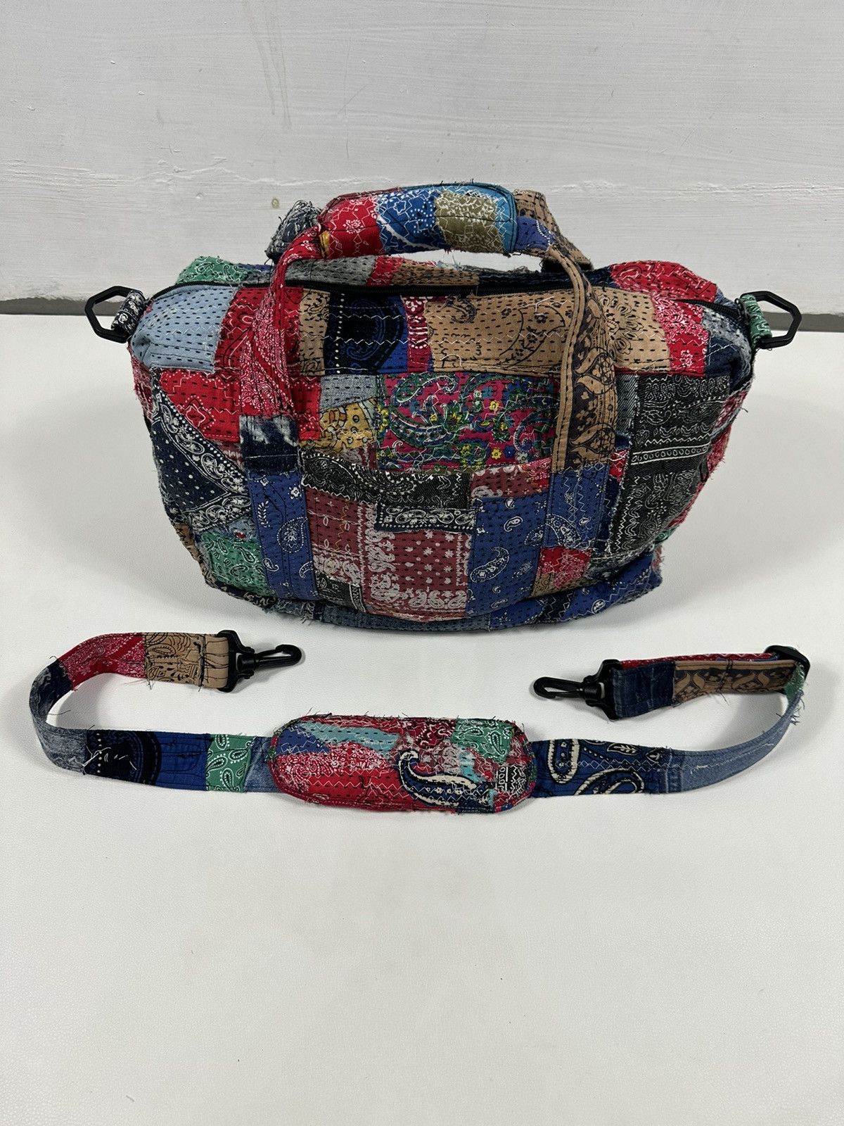 Handmade Custom Made Distressed Patchwork Boro Paisley Sling bag Size ONE SIZE - 5 Thumbnail