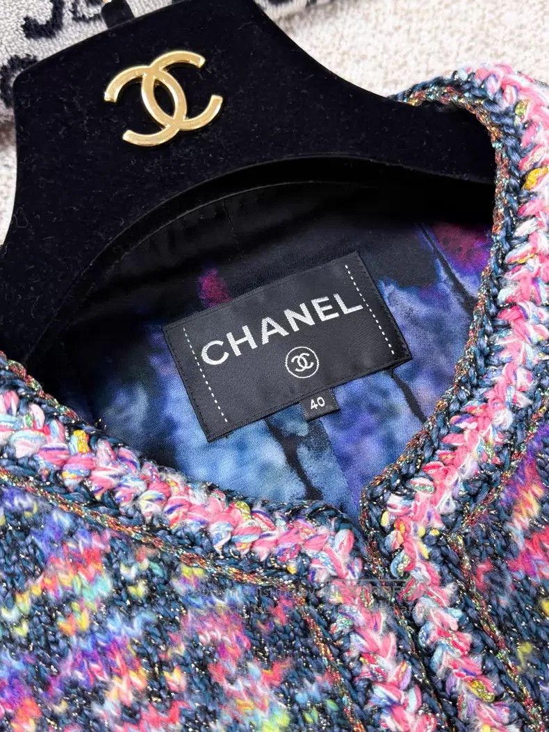 Chanel Chanel Colorful fine flashed bird grid woven tweed long-sl Size S / US 4 / IT 40 - 5 Thumbnail