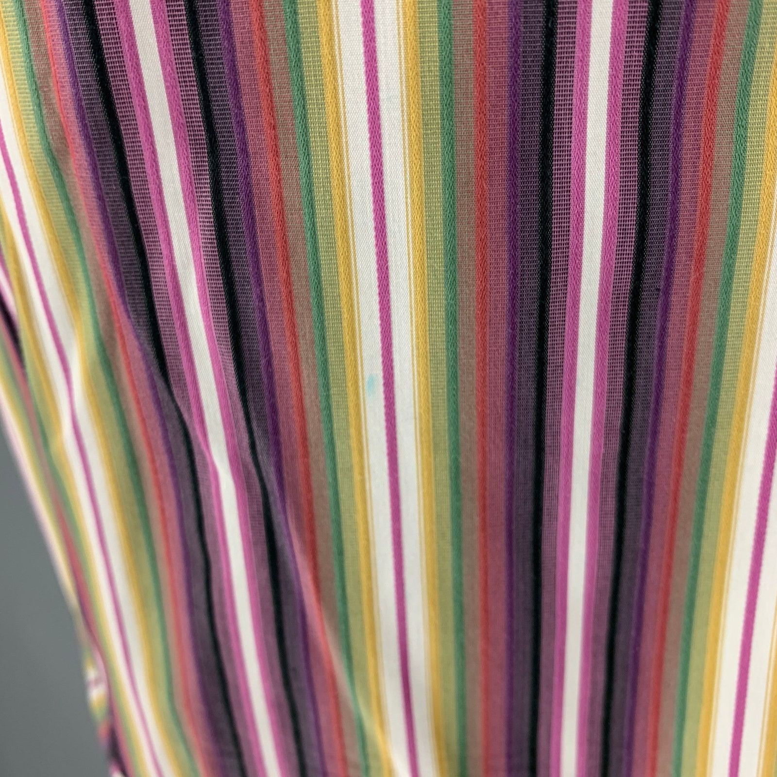 Etro ETRO Purple Green Stripe Cotton Button Up Long Sleeve Shirt Size US XL / EU 56 / 4 - 6 Thumbnail