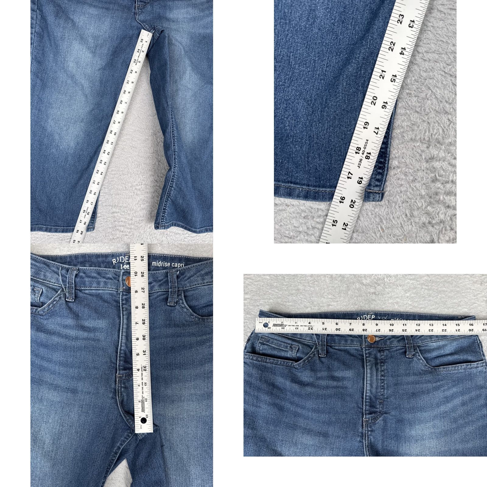 Lee Lee Capri Jeans Womens 12 Regular Blue Med Wash Mid Rise Stretch Denim 32x20 Size 34" / US 12 / IT 48 - 8 Thumbnail