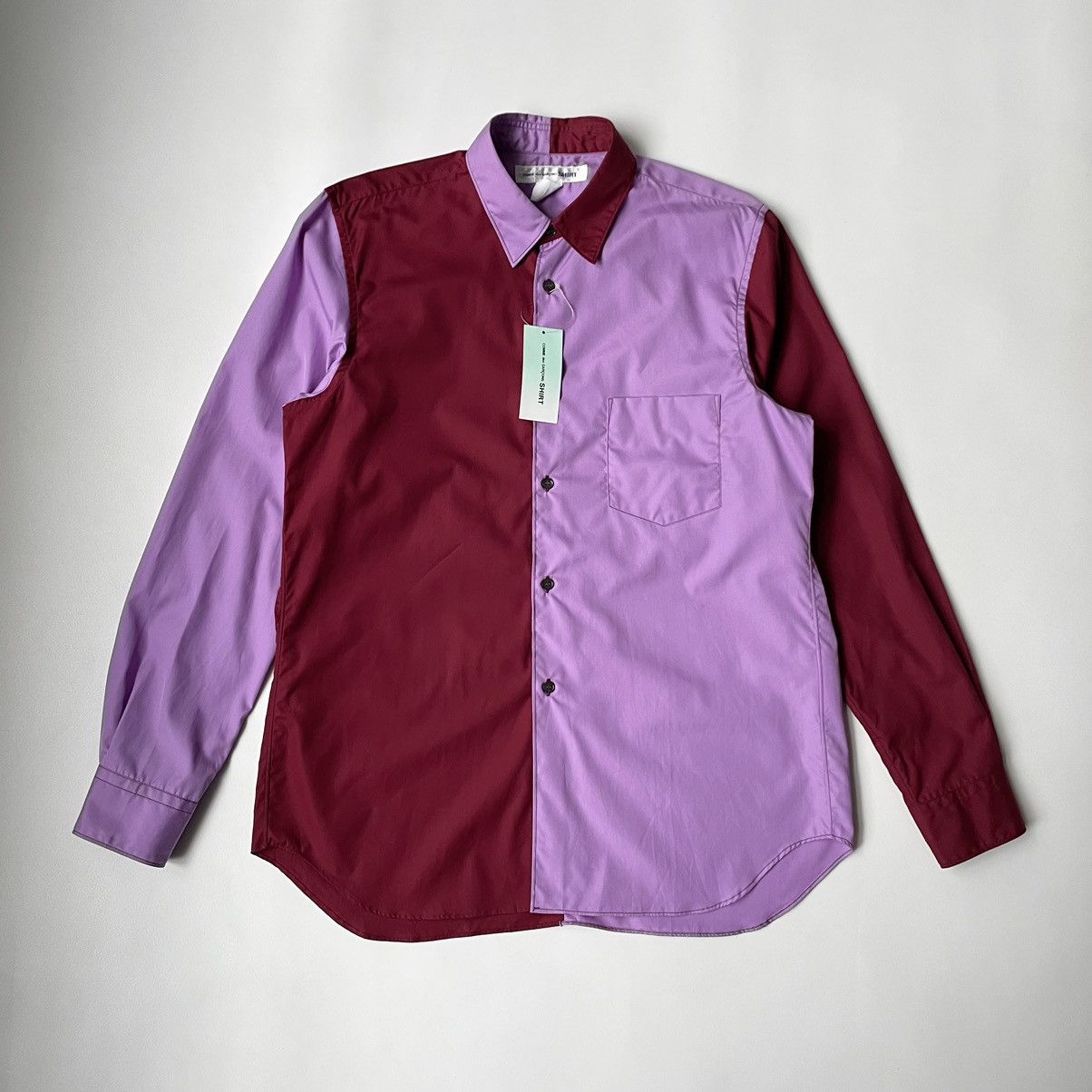 Comme des Garcons Violet + Burgundy Colour Block Shirt Size US M / EU 48-50 / 2 - 15 Thumbnail