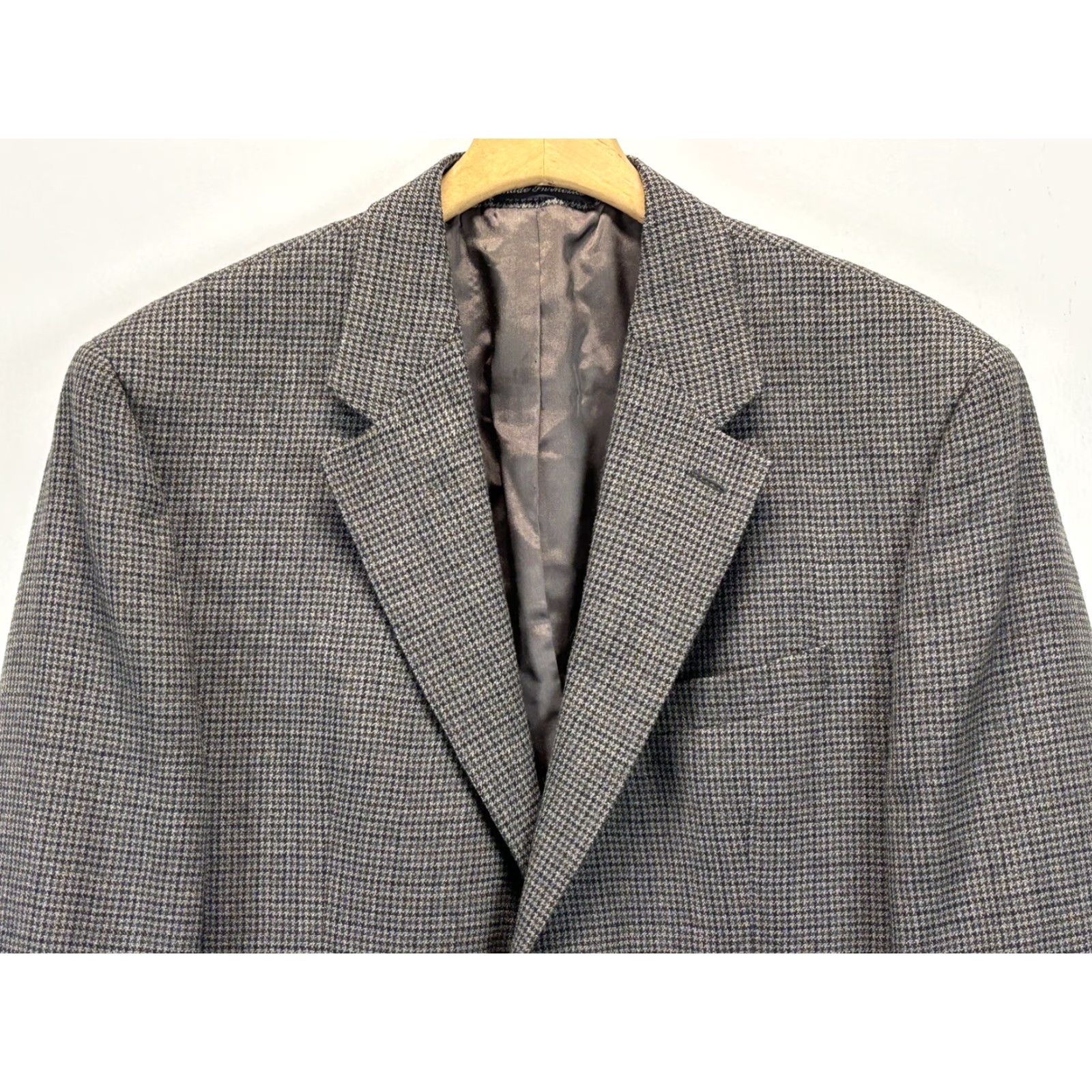 Ralph Lauren Lauren Ralph Lauren Blazer Sport Coat Men 42R Mini Houndstooth Wool Grey Career Coat Mens Size 42R - 3 Thumbnail