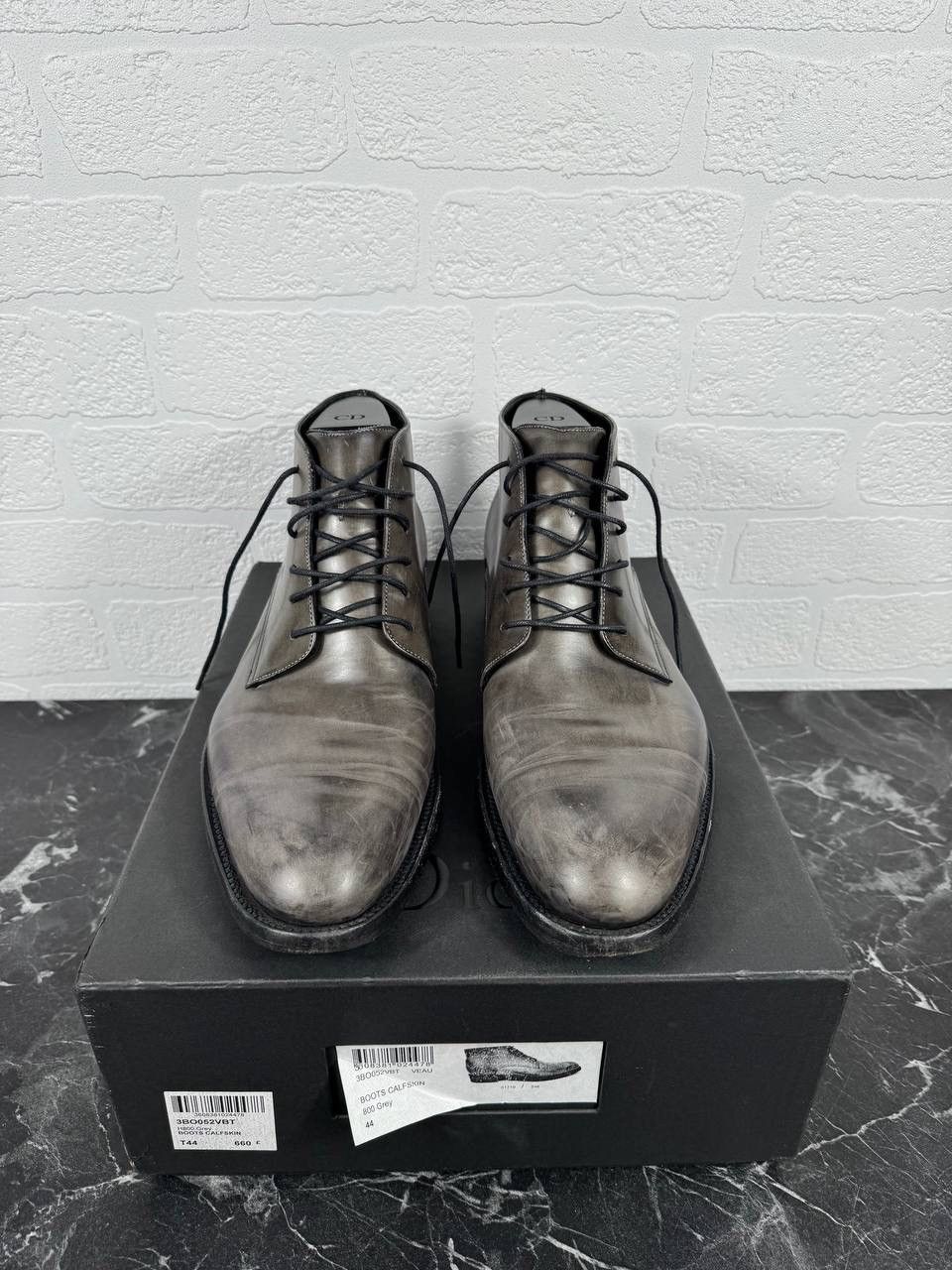 Dior Dior Calfskin Lace-Up Boots – Grey (EU 44 Size US 12 / EU 45 - 2 Thumbnail