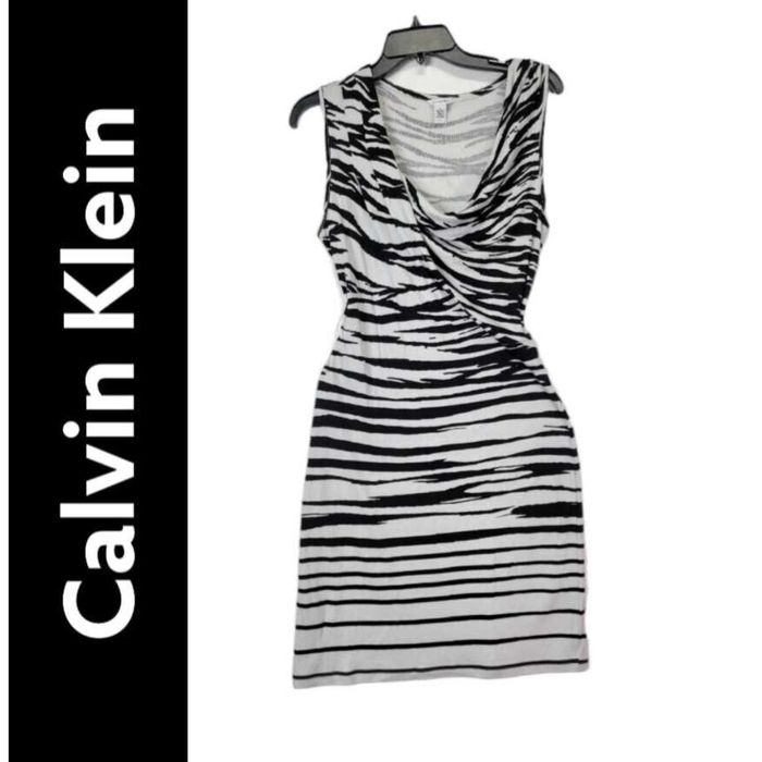 Calvin Klein Calvin Klein Women Black White Striped Sz Small