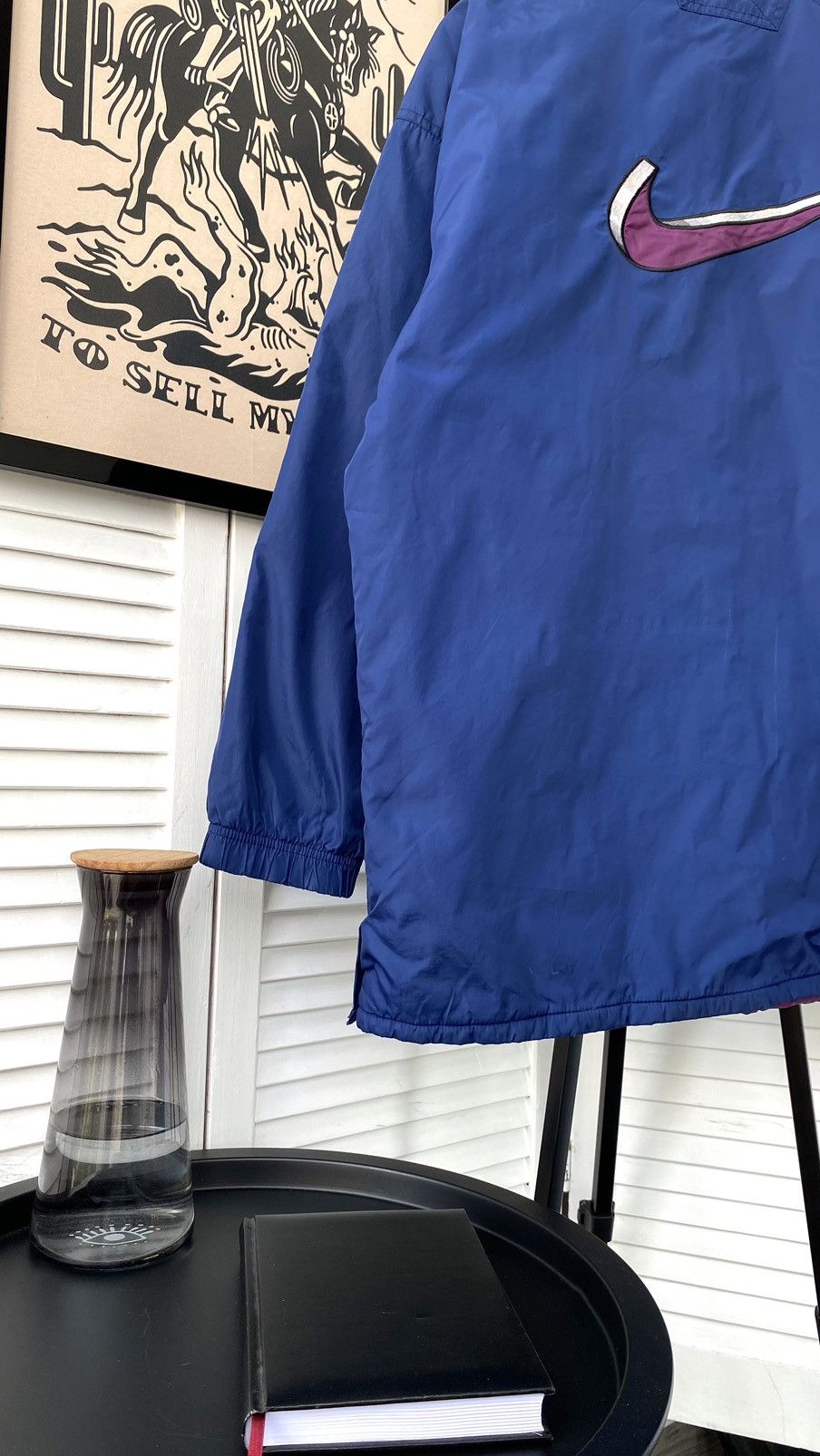 Nike × Vintage Vintage Nike Big Swoosh Logo Nylon Coat Jacket Size US L / EU 52-54 / 3 - 9 Thumbnail