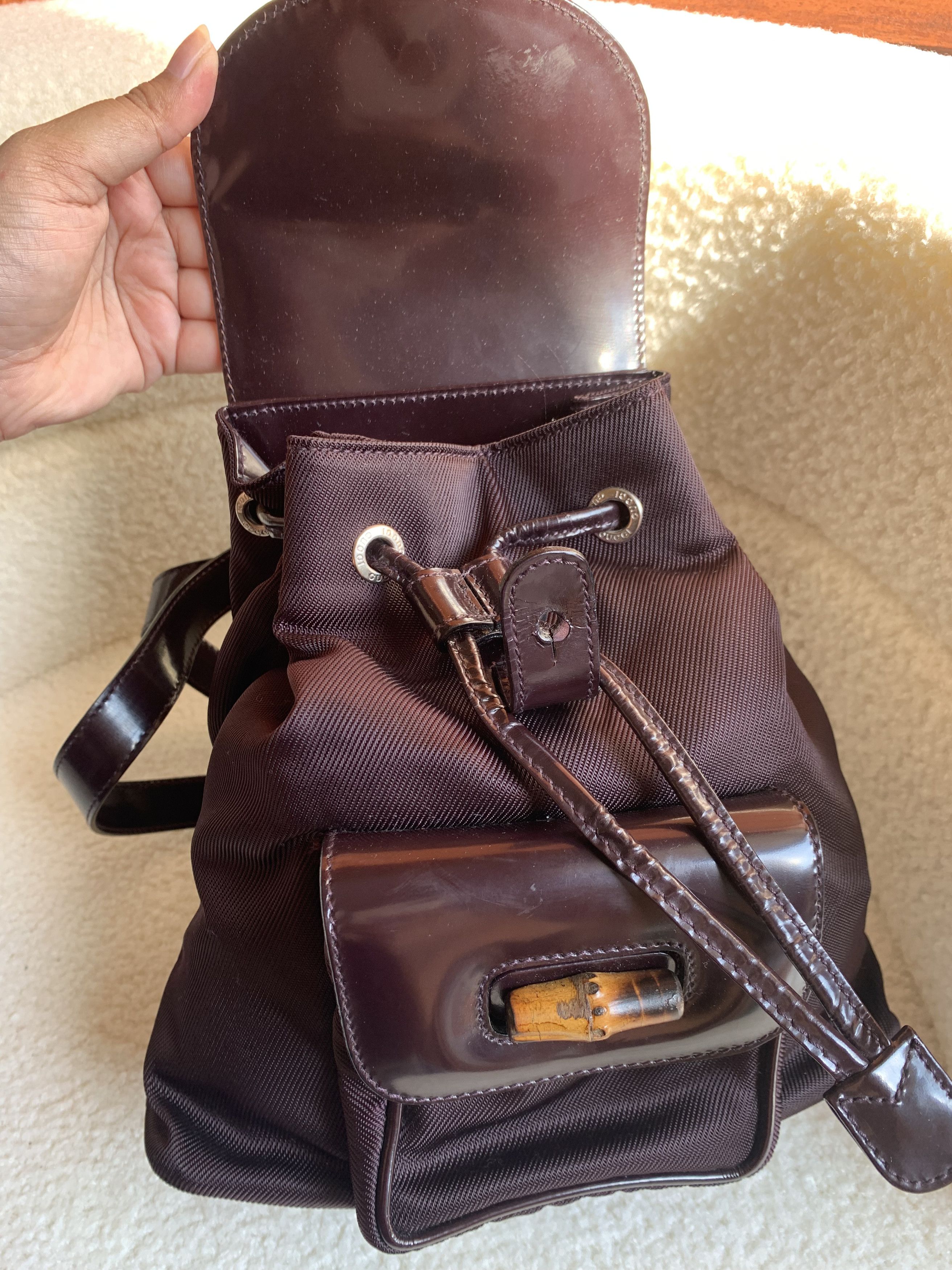 Gucci Gucci Bamboo Backpack Mini Black Canvas/Leather/Nylon Size ONE SIZE - 9 Thumbnail