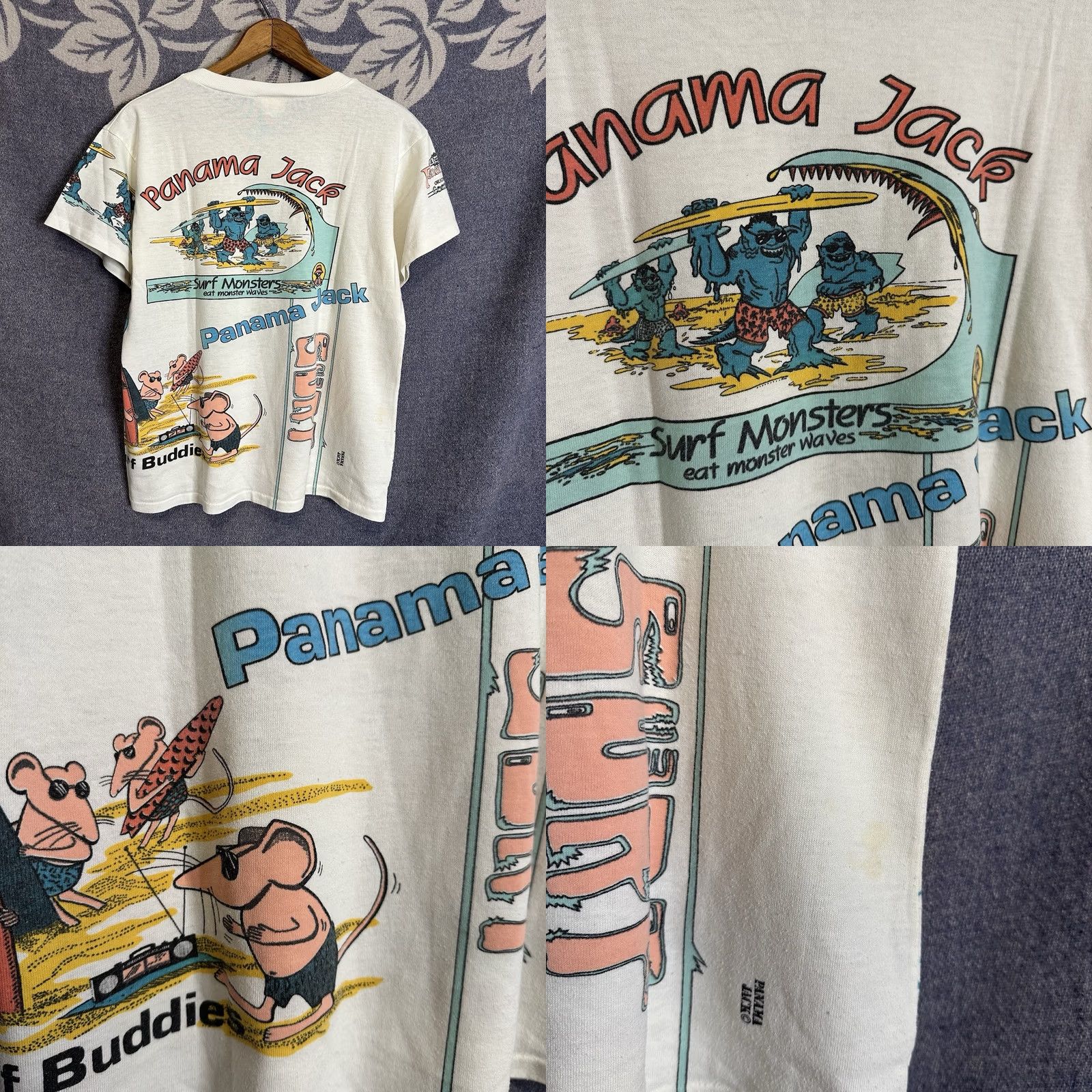 Panama Jack VINTAGE Panama Jack T-Shirt Unisex Adults Beach White 80s 90s Graphic Print Logo Crew Neck Short Sleeve S Size US S / EU 44-46 / 1 - 8 Thumbnail