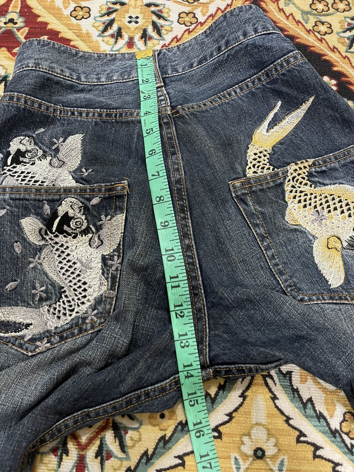 Japanese Brand Japanese Koi Style Sukajan Distressed Denim Jeans Size US 30 / EU 46 - 14 Thumbnail