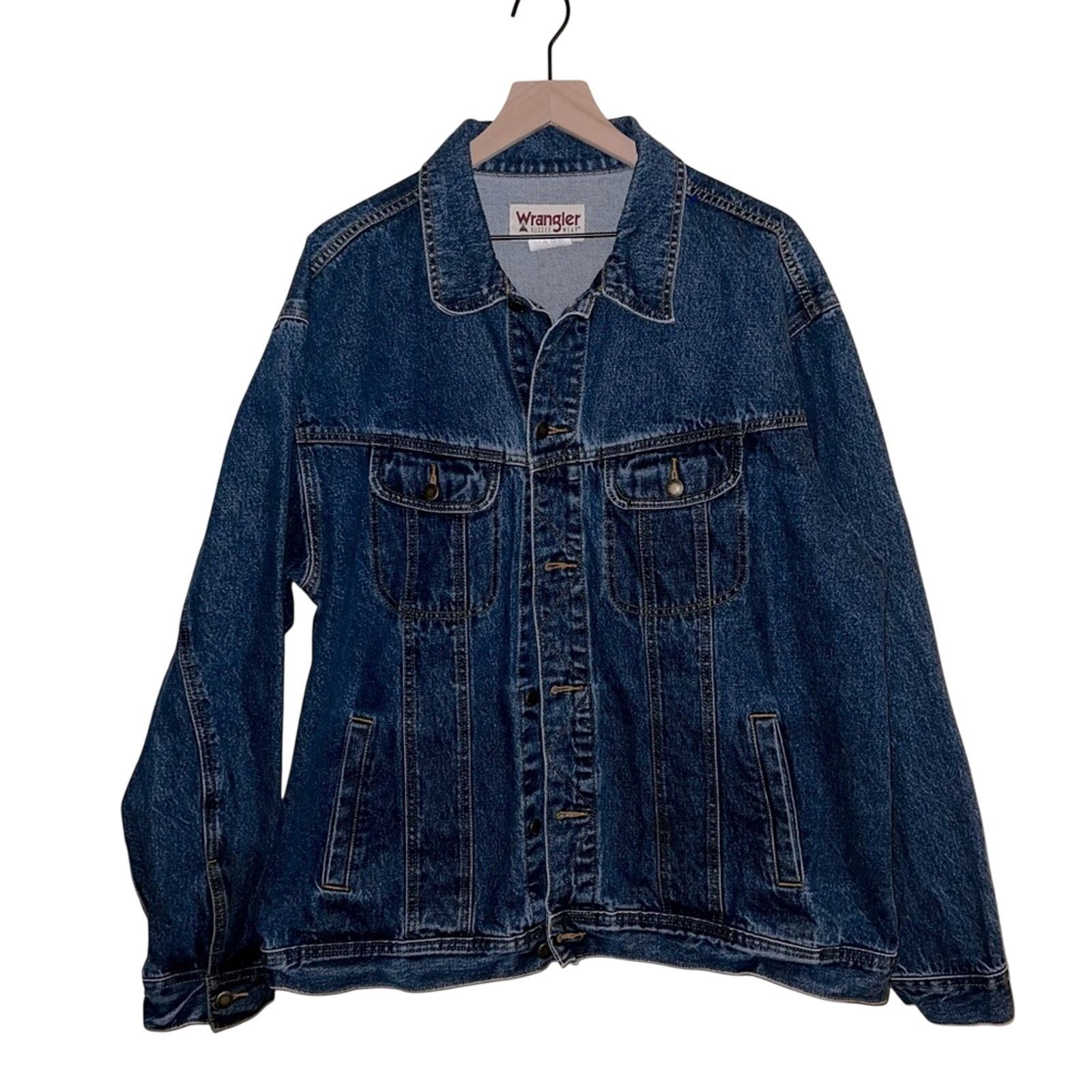 Wrangler VINTAGE WRANGLER Rugged Wear dark wash denim jean jacket 2X Size US XXL / EU 58 / 5 - 1 Thumbnail