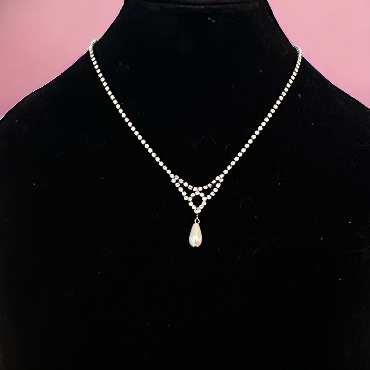 Vintage Vintage Pearl drop rhinestone tennis necklace Size ONE SIZE - 1 Thumbnail