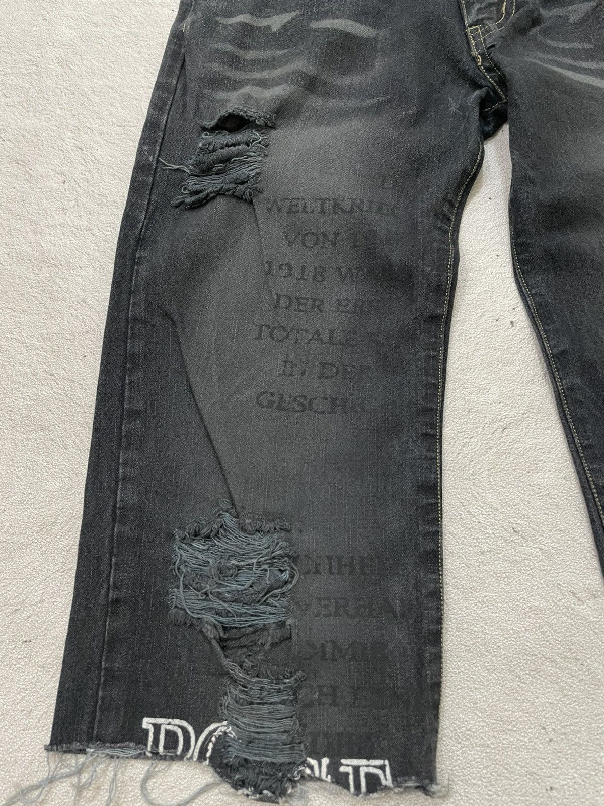 Kapital 2000s In the Attic Archive Punk Heavy Distressed Black Denim Size US 30 / EU 46 - 4 Thumbnail