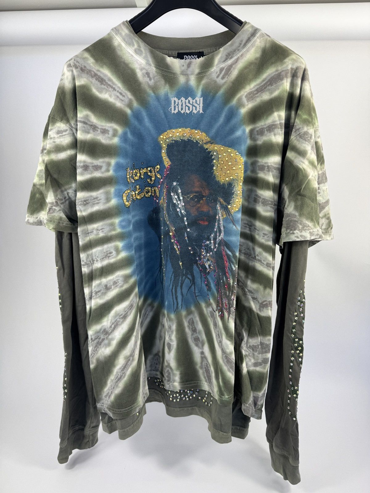 Bossi Sportswear 1/1 GEORGE CLINTON RHINESTONE DOUBLE DOUBLE LAYERED T-SHIRT Size US XXL / EU 58 / 5 - 1 Thumbnail