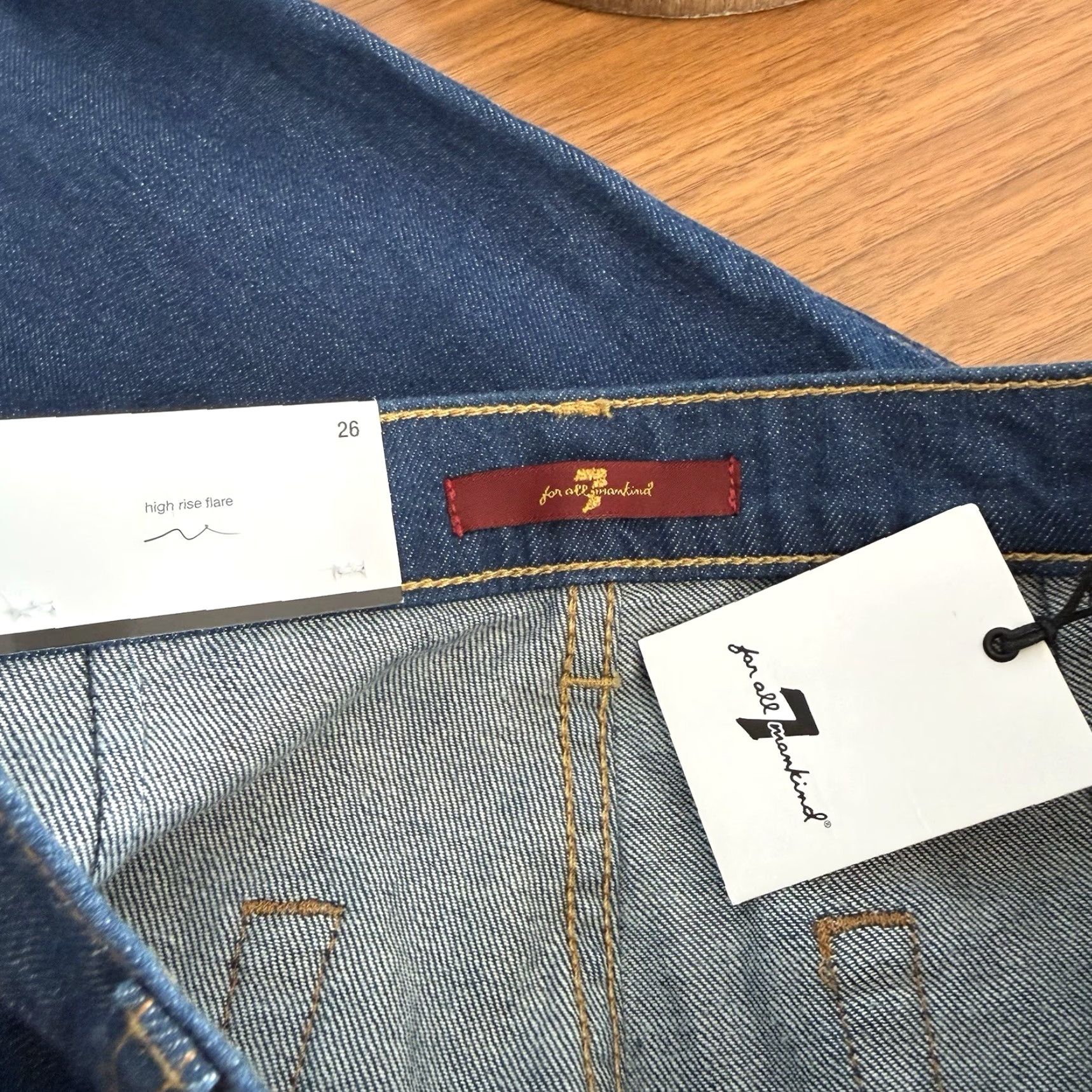 7 For All Mankind VINTAGE 7 FOR ALL MANKIND High Rise Flare Jeans A Pocket 26 Blue Women 7 For All Mankind Jeans Limited Ed. Capsule Collection 90s? Size 26" / US 2 / IT 38 - 7 Thumbnail