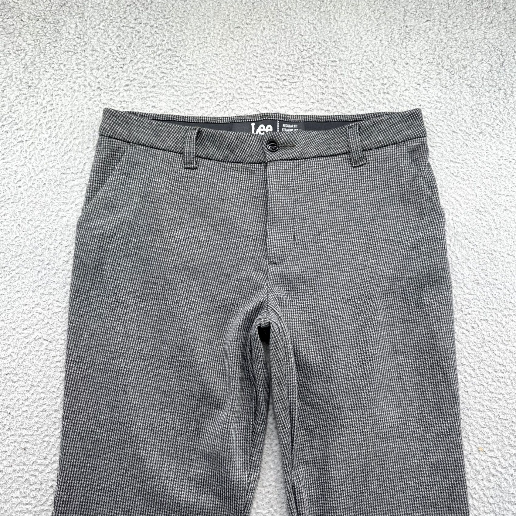 Lee Lee Woman's Pants Gray Houndstooth Mid Rise Regular Fit Straight Leg Size 14M Size 36" / US 14 / IT 50 - 2 Thumbnail