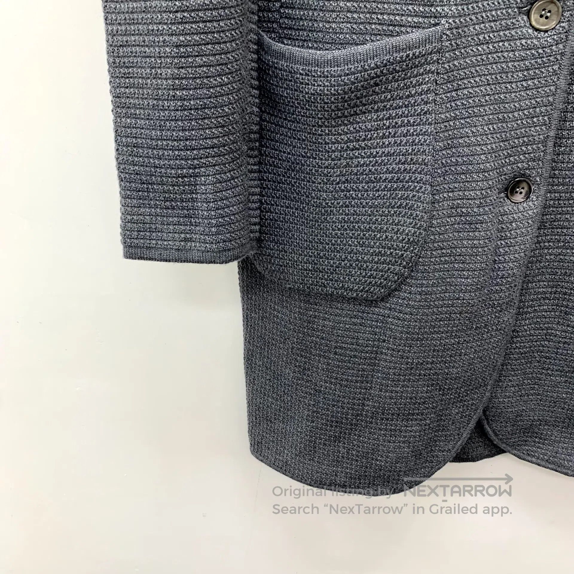 Thom Browne Thom Browne Dark gray classic four-stripe wool stand colla Size XS / US 0-2 / IT 36-38 - 5 Thumbnail