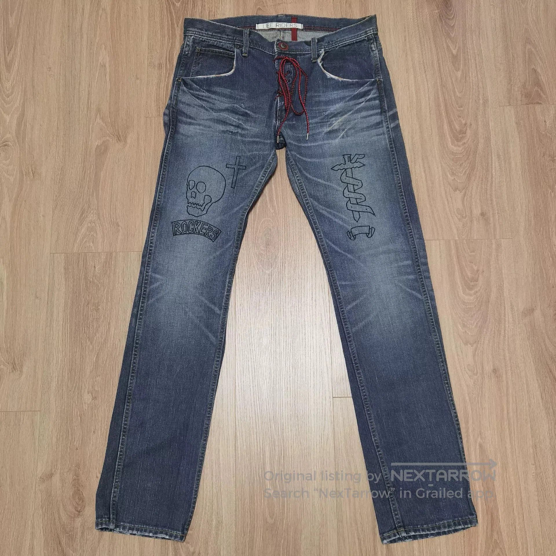 Lee Lee Riders Japanese Graffiti Strap Jeans. Size US 36 / EU 52 - 1 Thumbnail