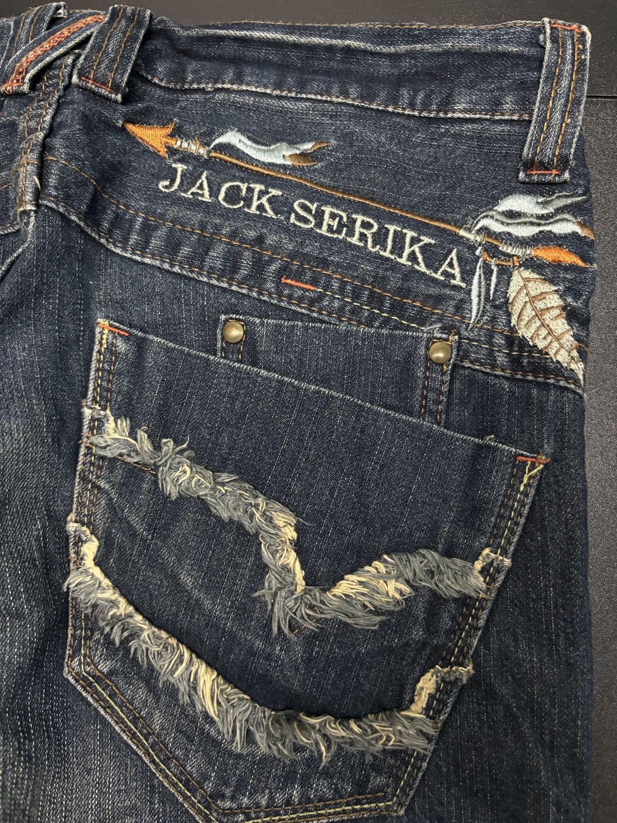 Japanese Brand Jack Serika Embroidery Wide Flare Denim Jeans Size 31" - 5 Thumbnail