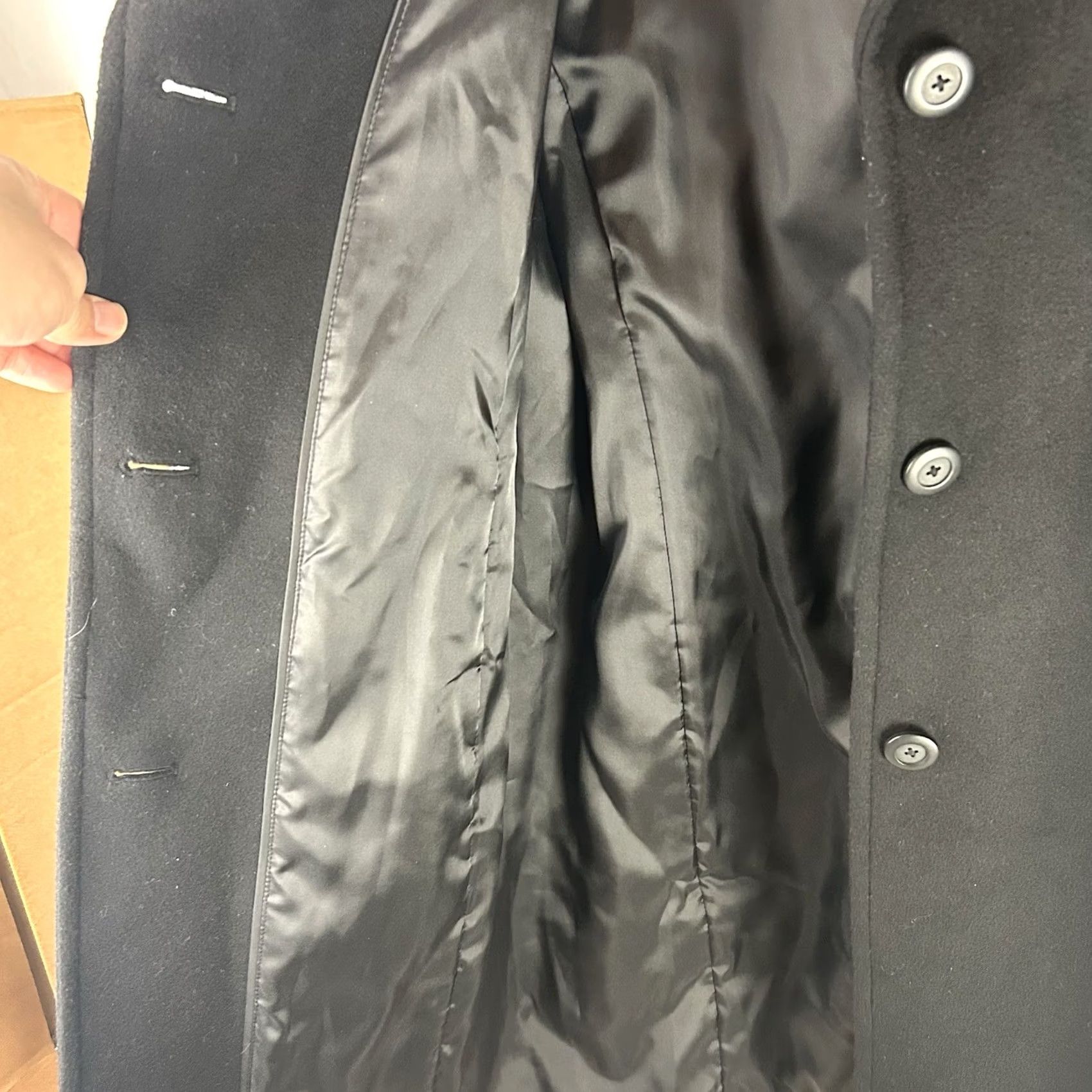 Vintage LL Bean Womens 12 Reg Black Lambswool Preppy Long Overcoat Quiet Luxury Outdoor Overcoat BlacK Lambswool 90s Preppy City Ivy Womens Size XL / US 12-14 / IT 48-50 - 5 Thumbnail