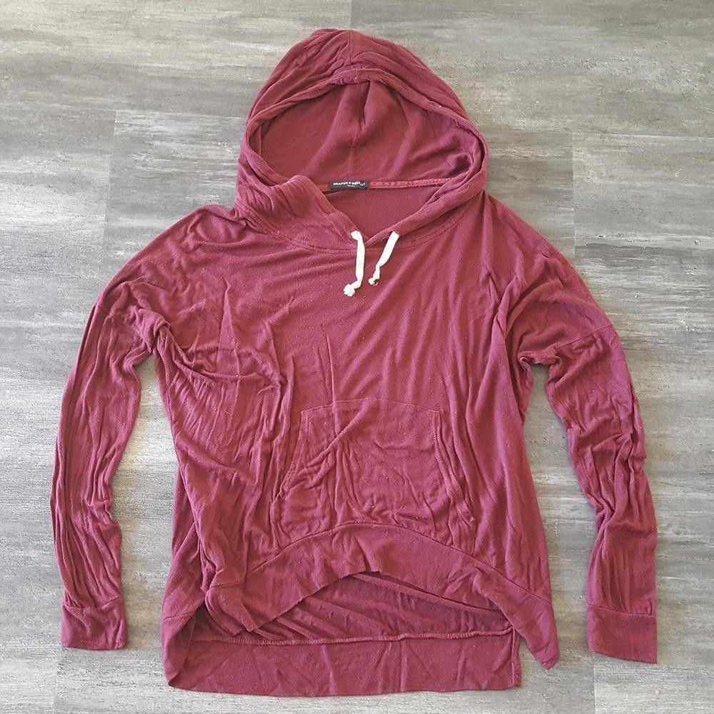 Designer Burgundy Hooded Melville Thin Sweatshirt Size ONE SIZE - 1 Thumbnail