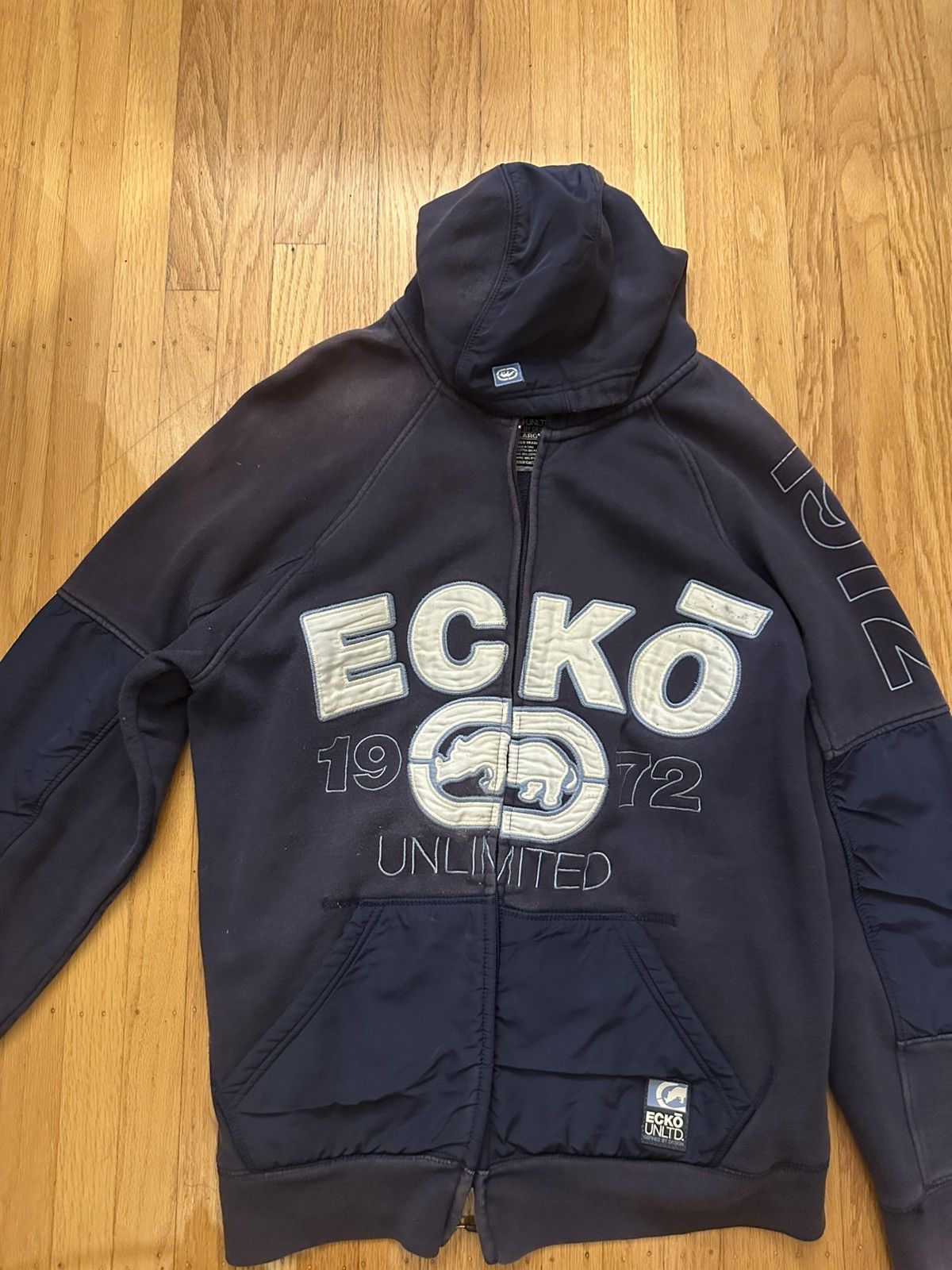 Ecko Unltd. Ecko UNLTD Navy/White Zip Up Hoodie Size US XL / EU 56 / 4 - 2 Thumbnail
