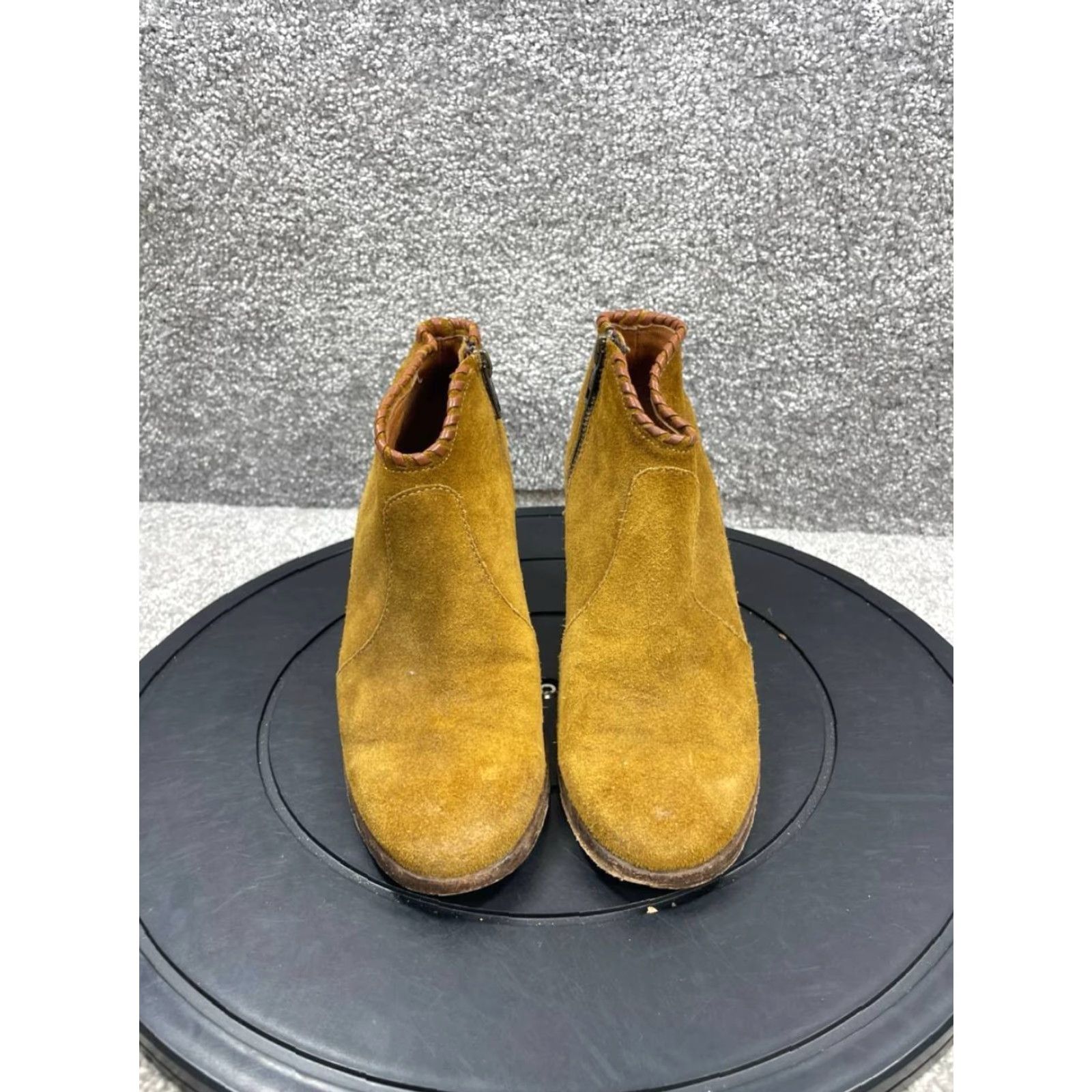 Frye Frye Nora Whipstitch Boots Womens Size 6 B Wheat Suede Side Zip Bootie Casual Fall Winter Spring Summer Leather Lining Rubber Outsole Block Heel Mens? Size US 6 / IT 36 - 4 Thumbnail
