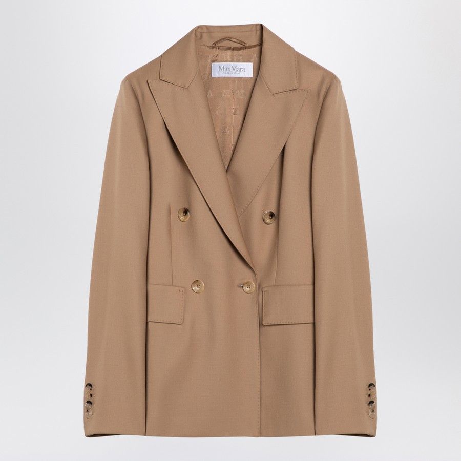 Max Mara o1d2blof0824 Wool Double-breasted Blazer in Brown Size M / US 6-8 / IT 42-44 - 1 Thumbnail