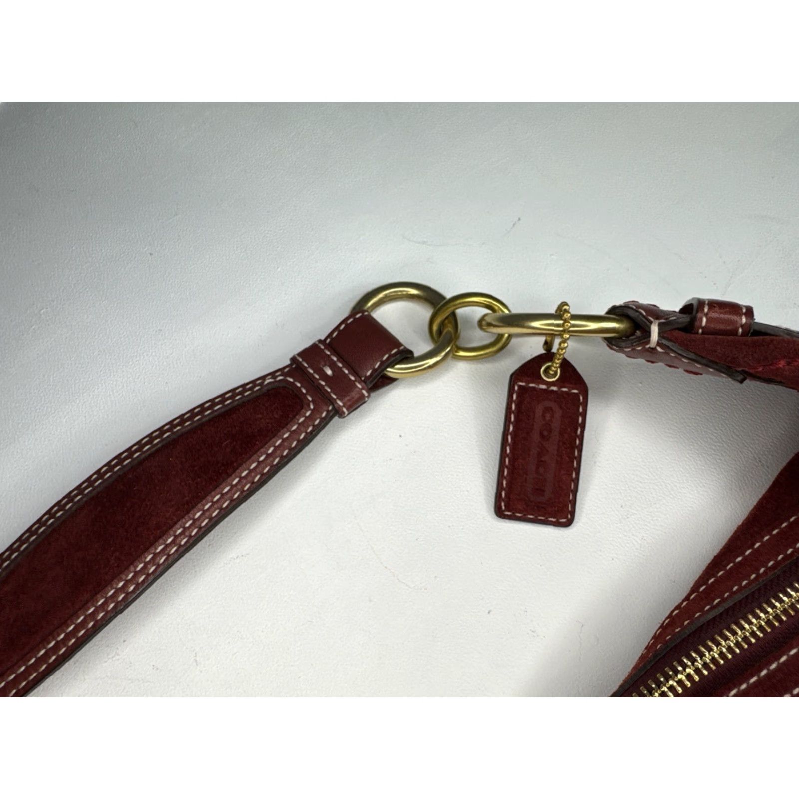 Coach VINTAGE Coach Soho Hobo Bag Burgundy Red Suede Leather Maroon D0793-F10935 Women Size ONE SIZE - 3 Thumbnail