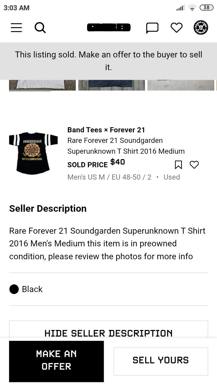 Band Tees Rare Forever 21 Soundgarden Super unknown 94 tour Size US L / EU 52-54 / 3 - 5 Thumbnail